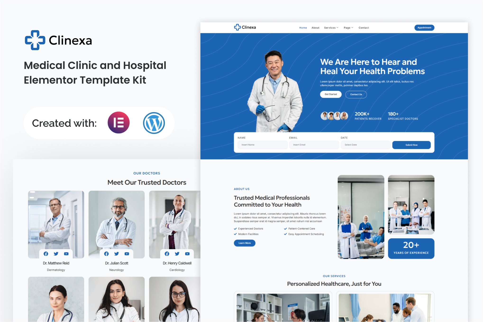 Clinexa - Medical Clinic & Hospital Elementor Template Kit template kit cover image