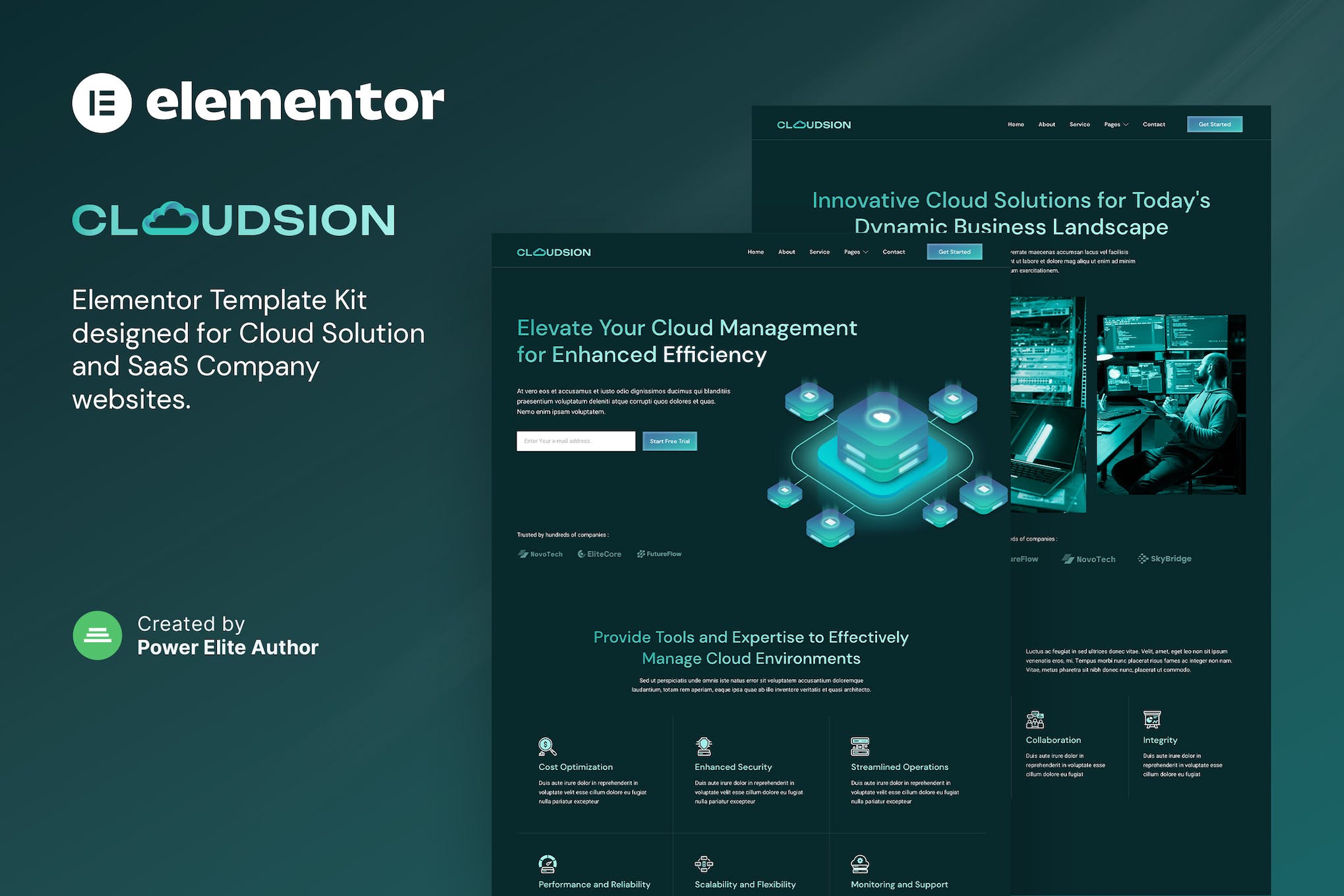 Cloudsion – Cloud Solution & SaaS Company Elementor Template Kit template kit cover image