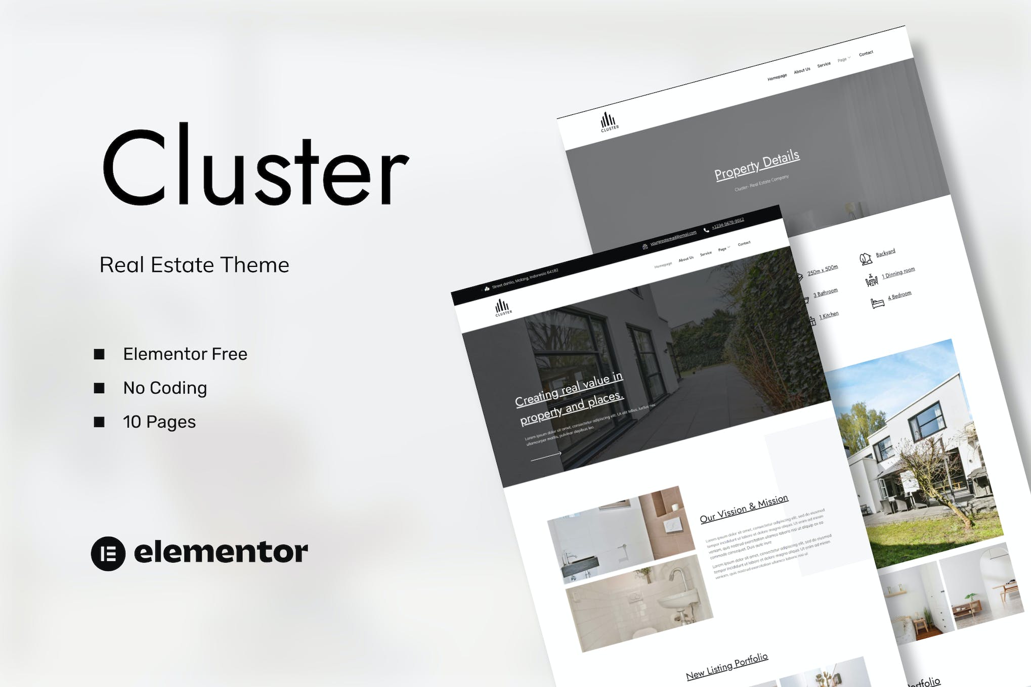 Cluster - Real Estate Elementor Template Kit template kit cover image