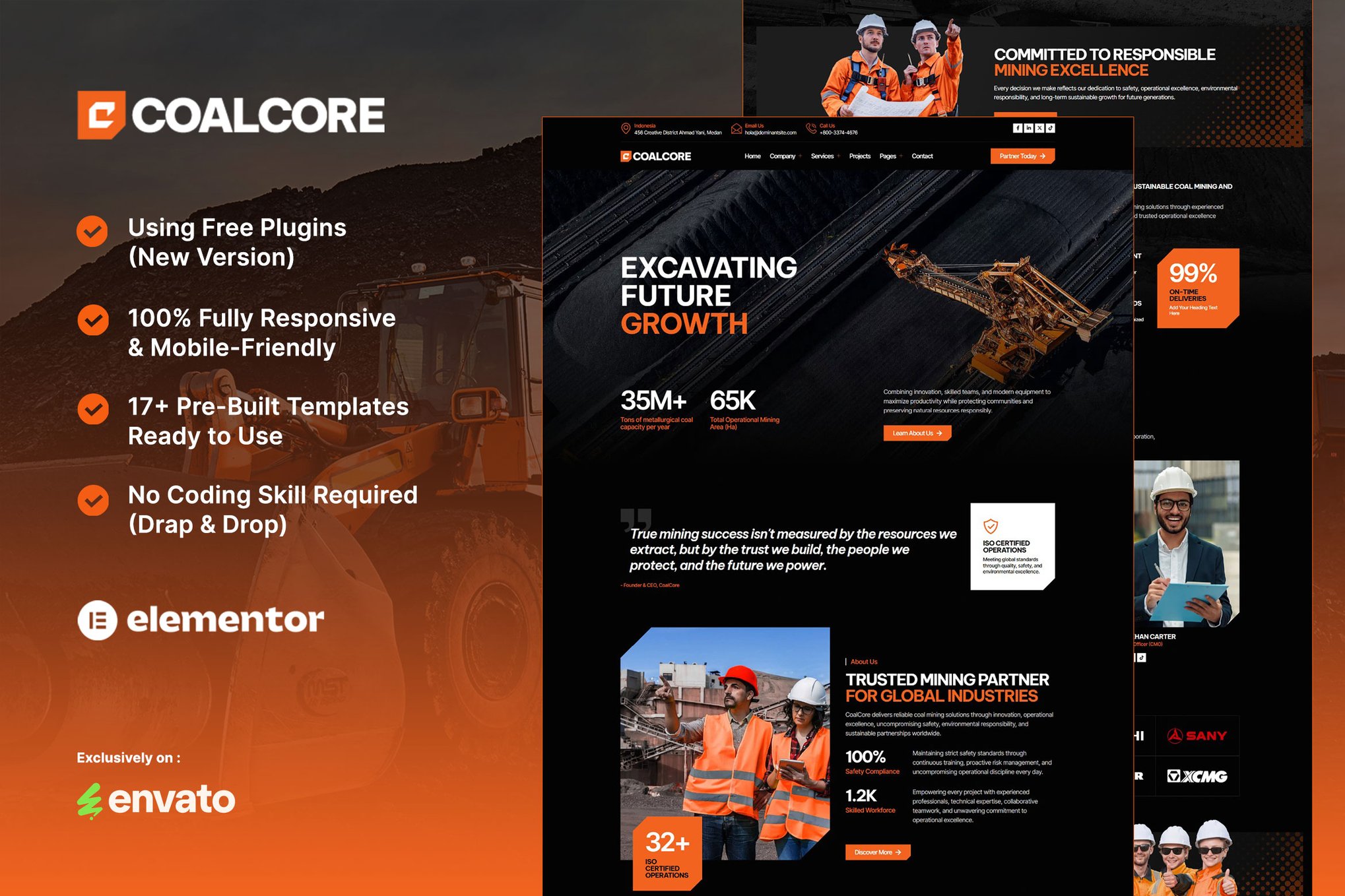 CoalCore - Mining Company Elementor Template Kit template kit cover image