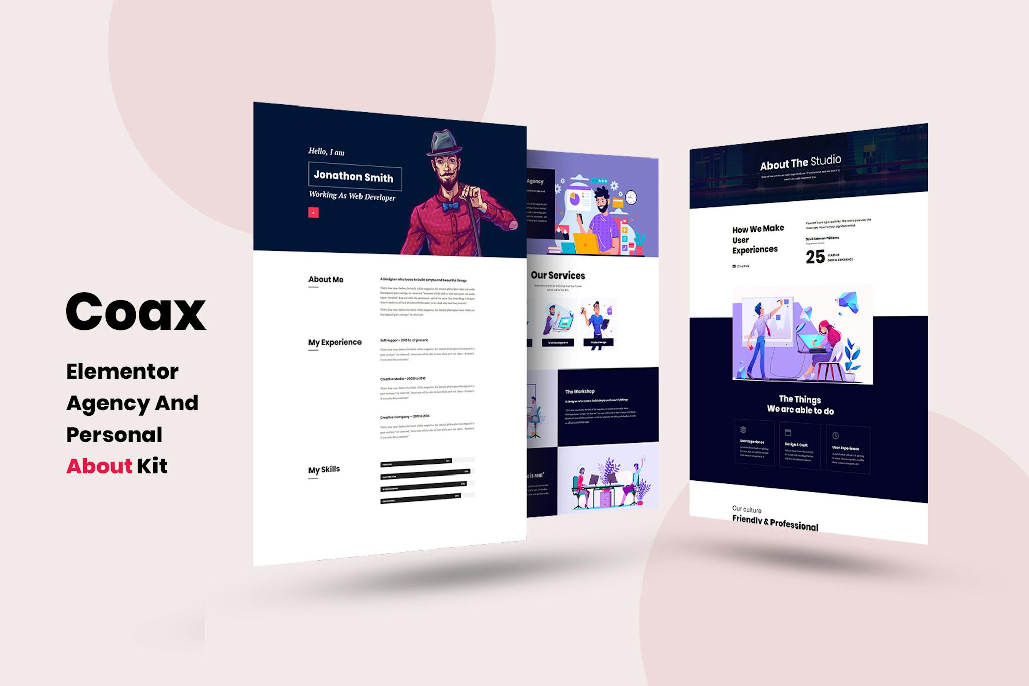 Coax - Agency And Personal About Us Elementor Template Kit template kit cover image
