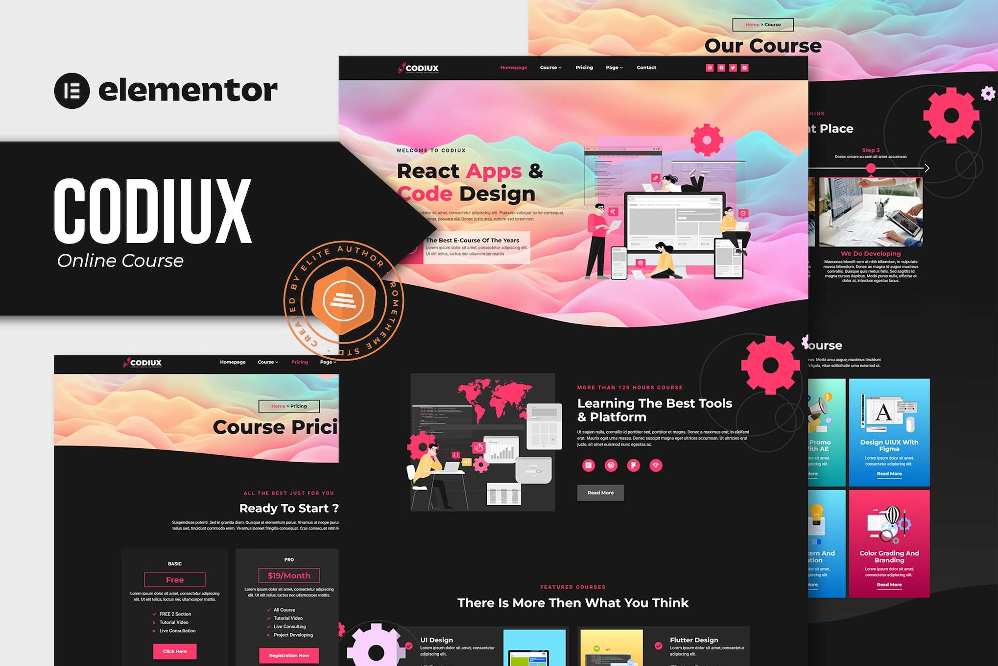 Codiux - Online Course Elementor Template Kit template kit cover image