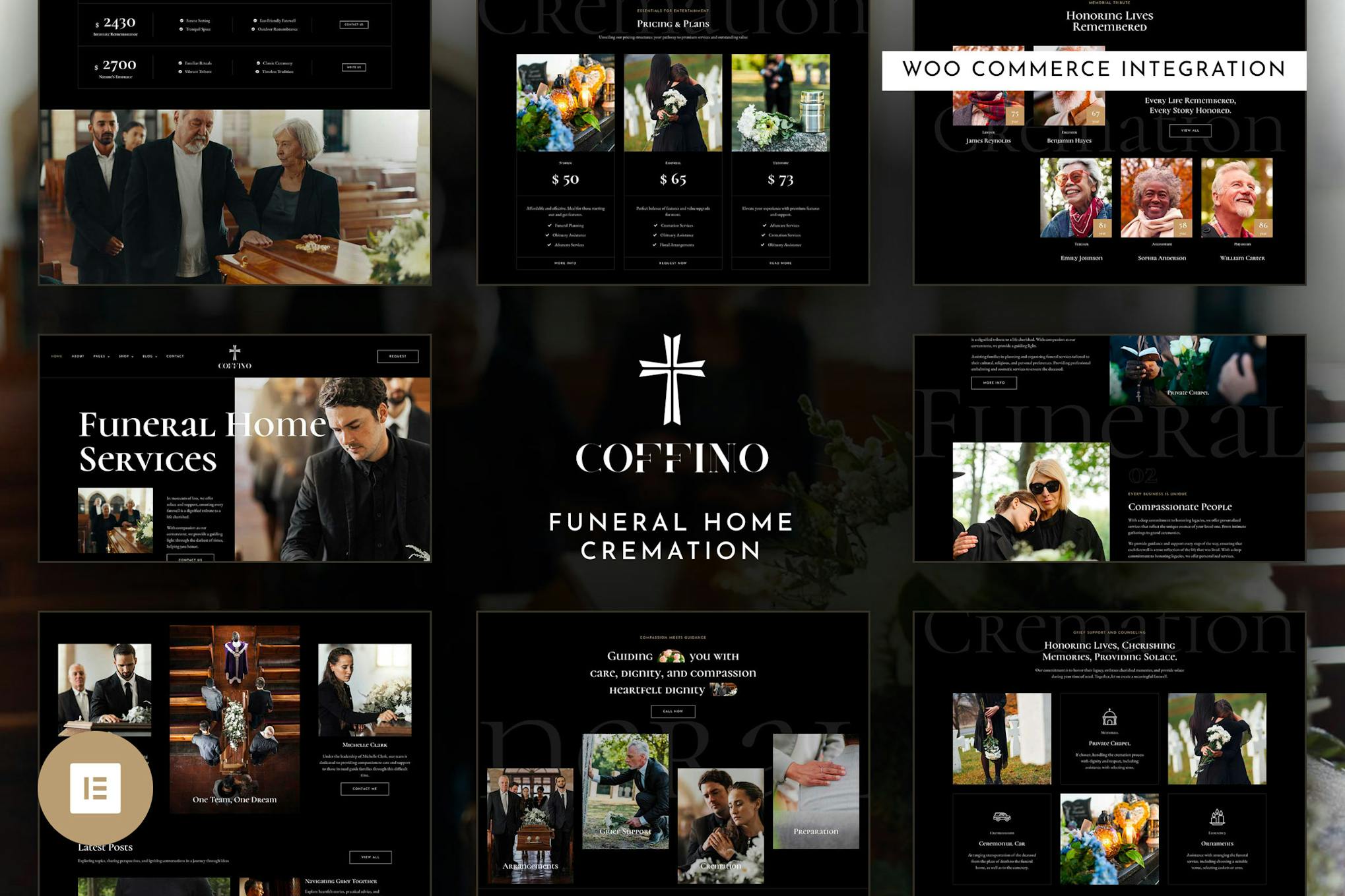 Coffino - Funeral Home Services & Cremation Elementor Pro Template Kit template kit cover image