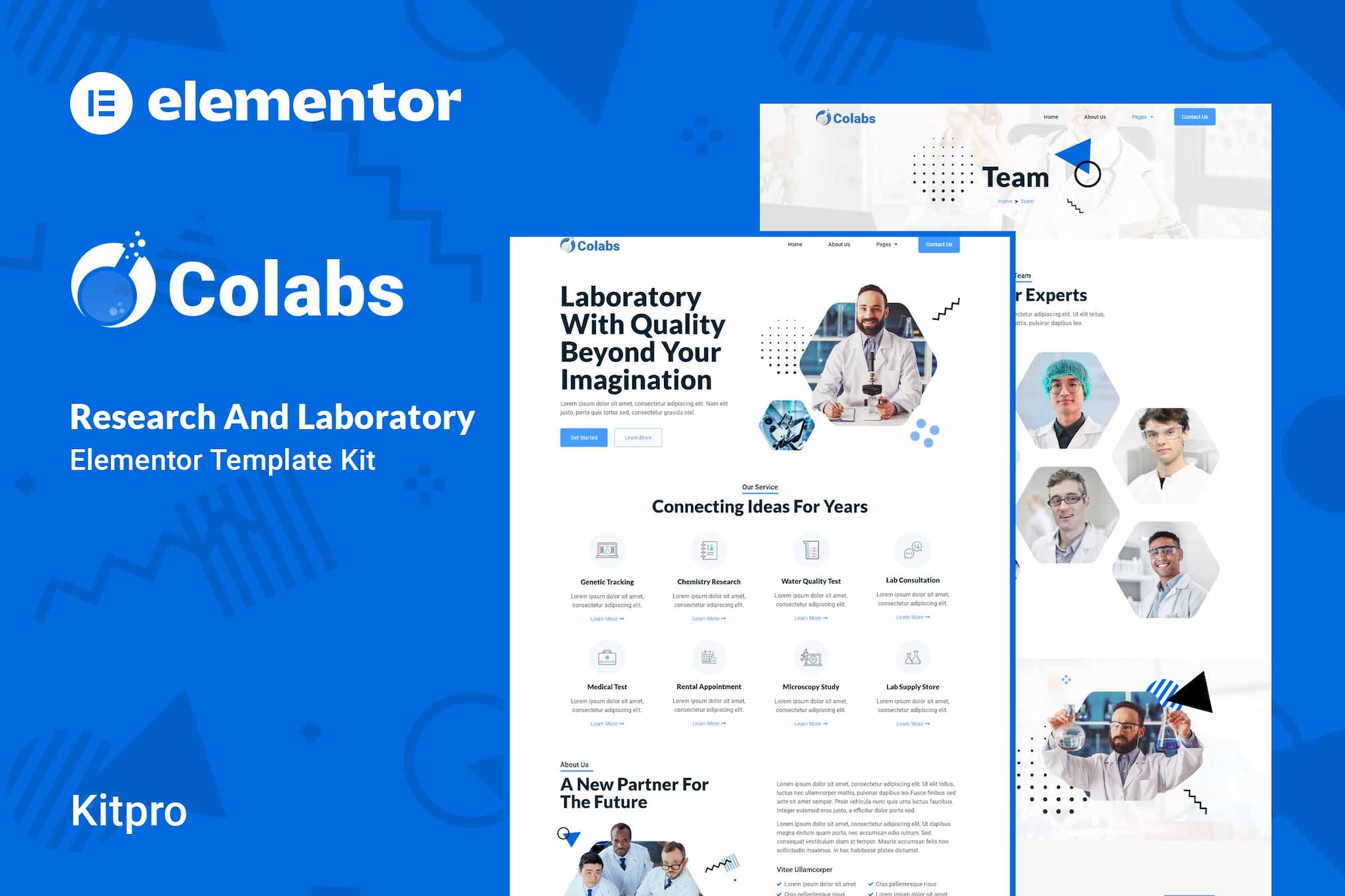 Colabs - Research & Laboratory Elementor Template Kit template kit cover image