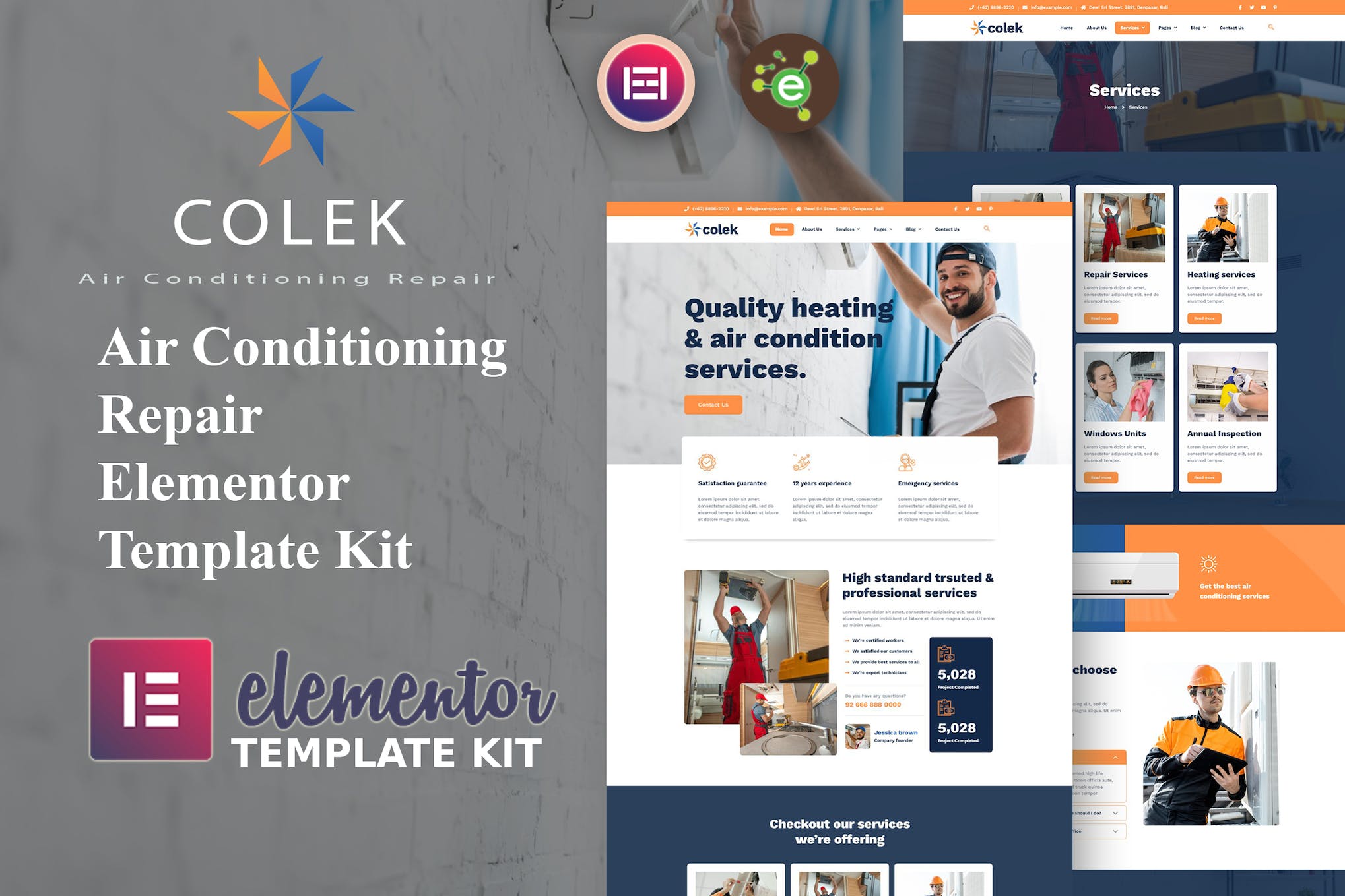 Colek - AC Repair Services Elementor Template Kit template kit cover image