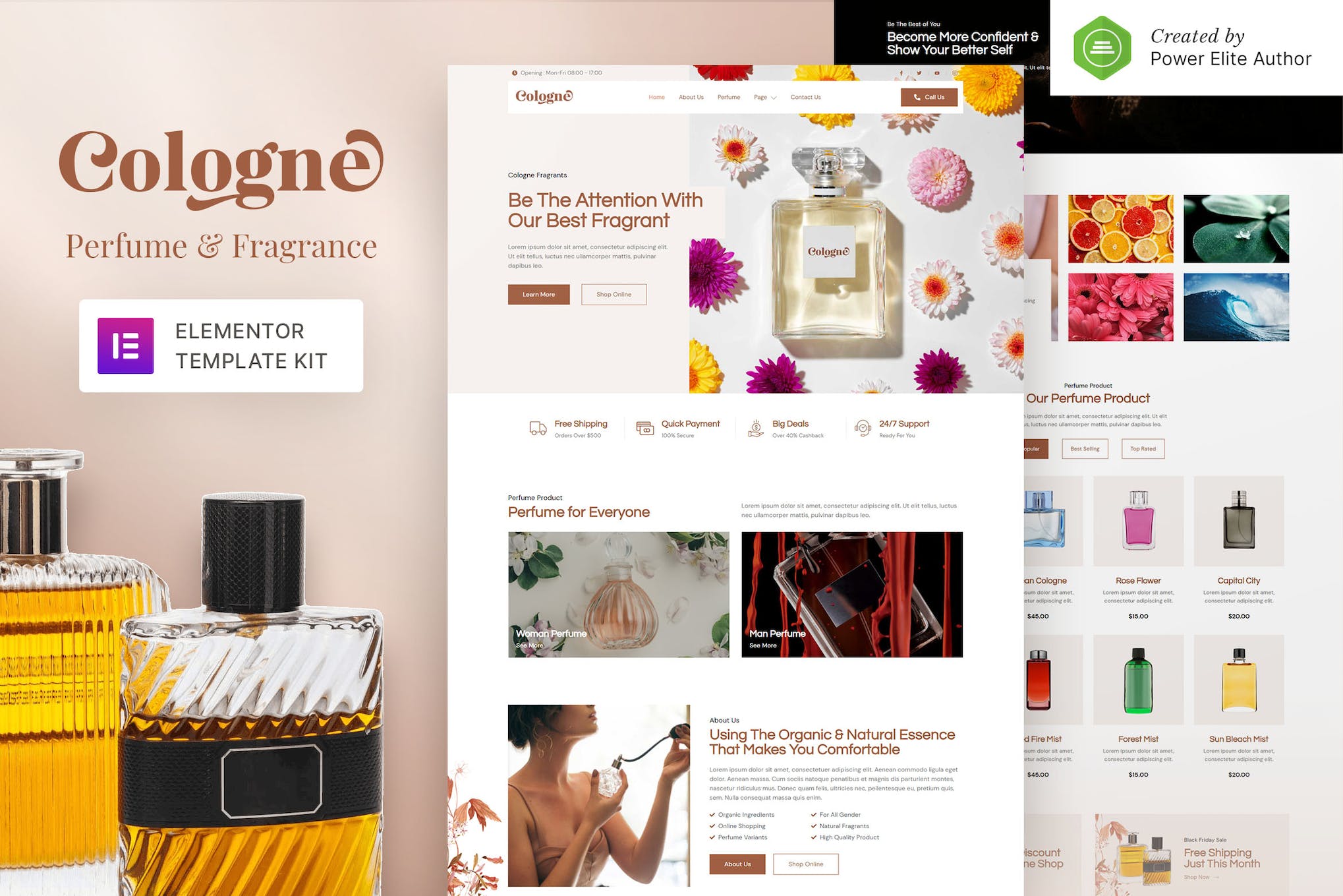 Cologne – Perfume & Fragrance Elementor Template Kit template kit cover image