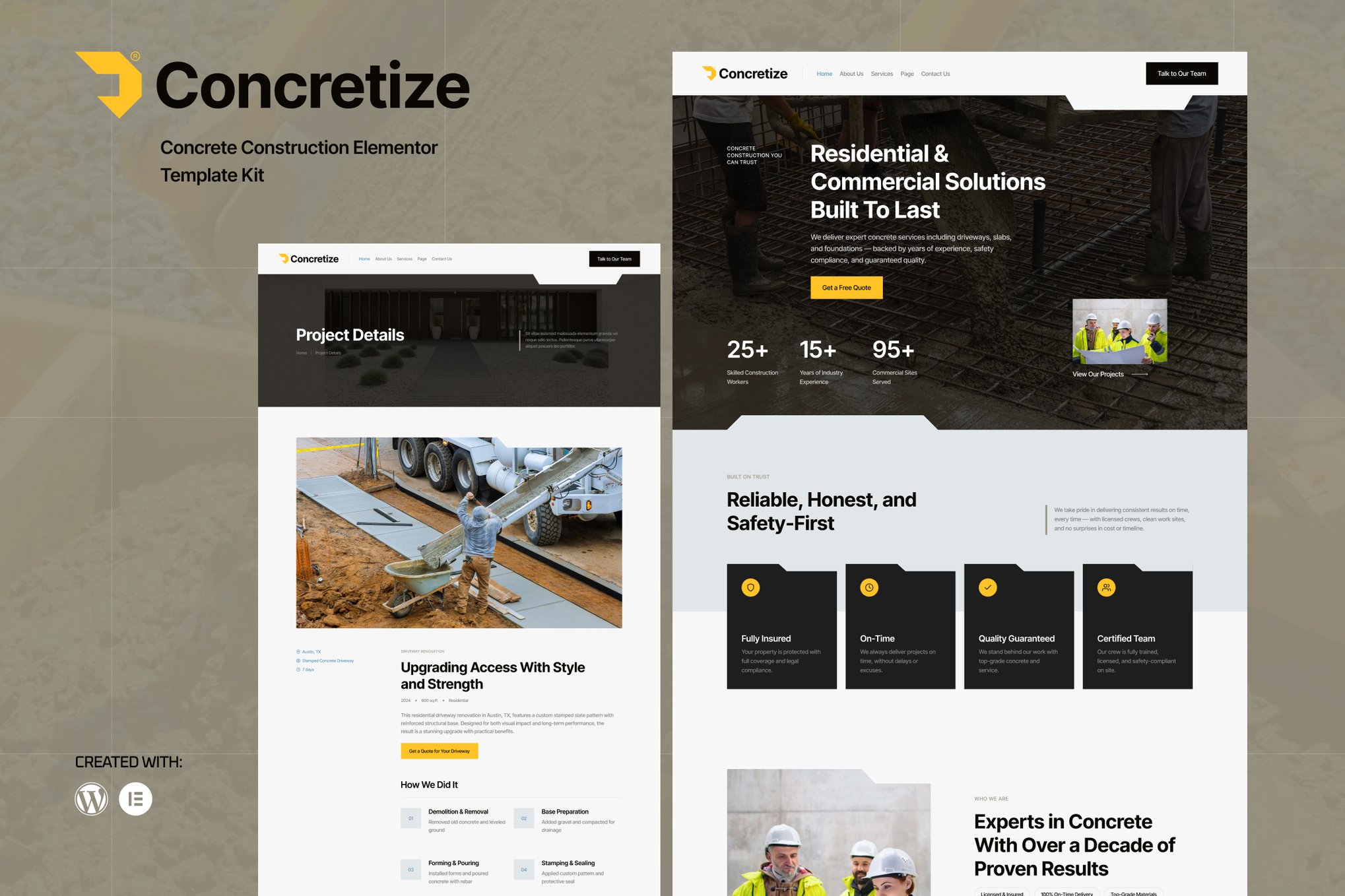 Concretize - Concrete Construction Elementor Template Kit template kit cover image