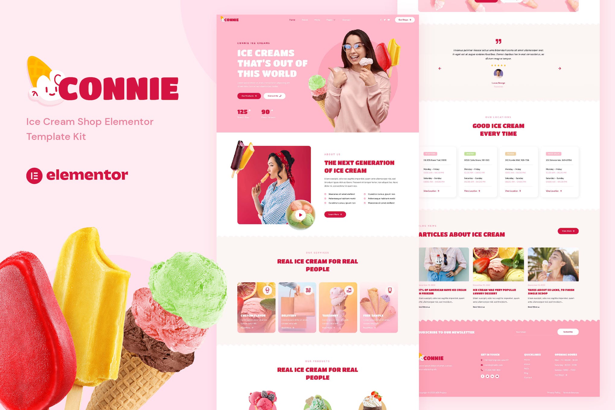Connie - Ice Cream Shop Elementor Template Kit template kit cover image