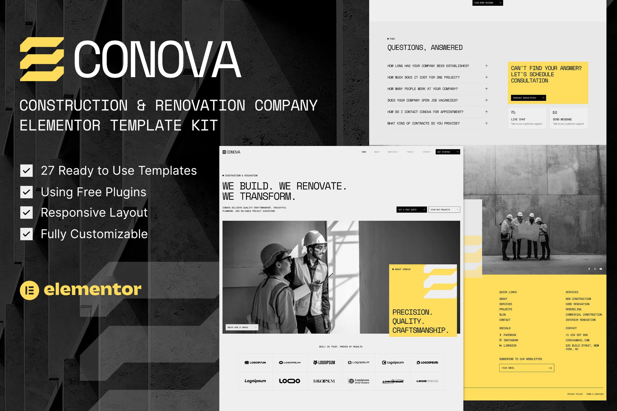Conova — Construction & Renovation Company Elementor Template Kit template kit cover image