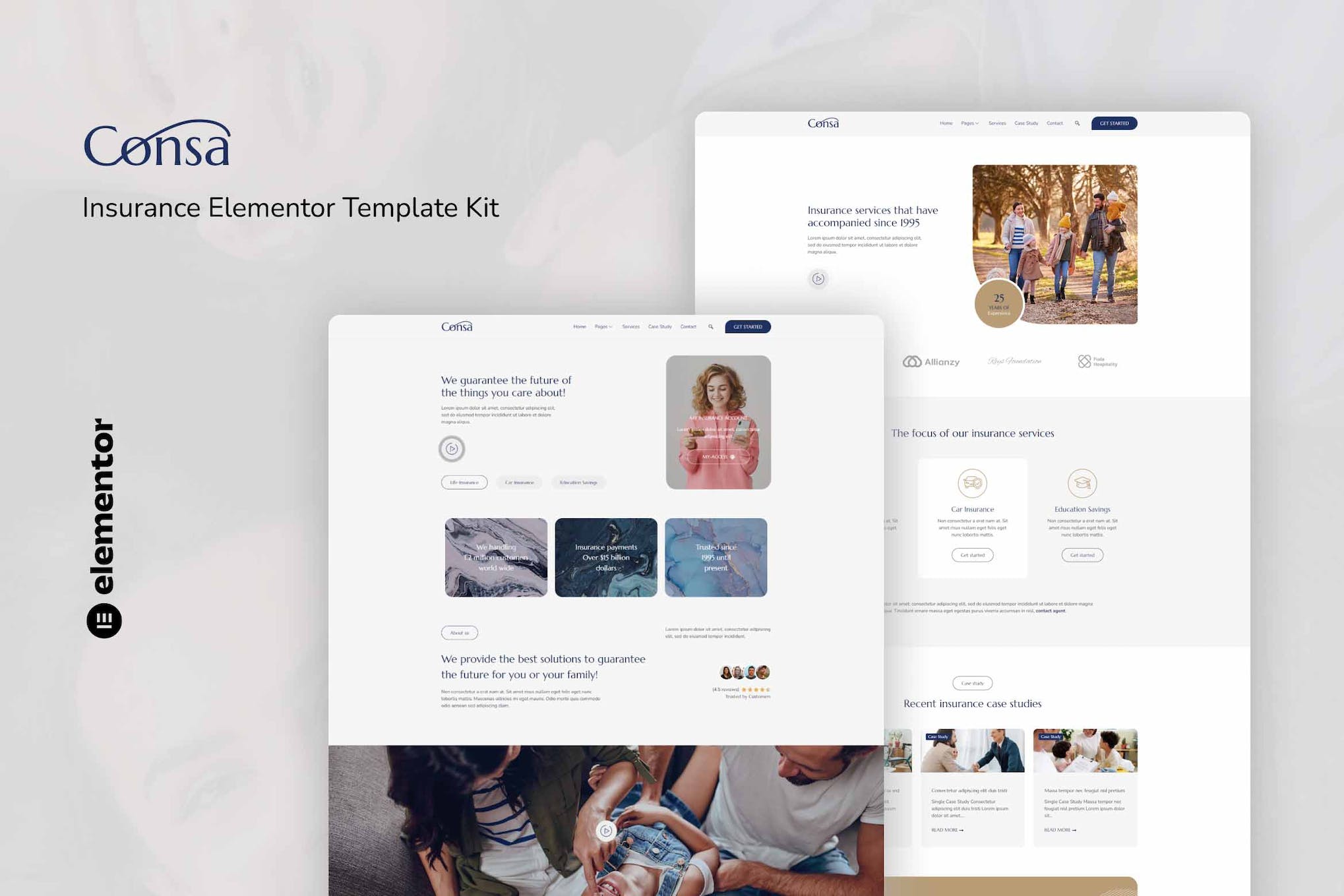 Consa - Insurance Elementor Template Kit template kit cover image