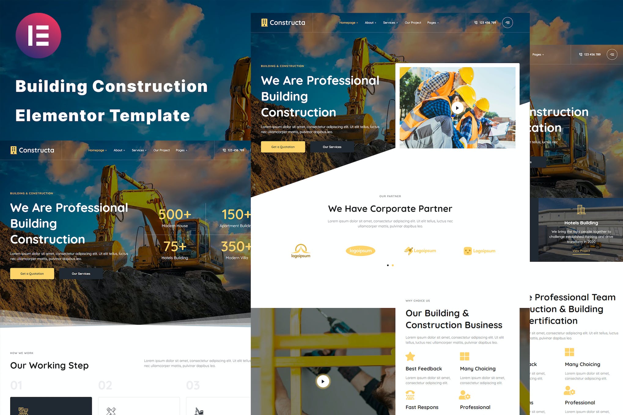 Constructa - Building & Construction Elementor Template Kit template kit cover image