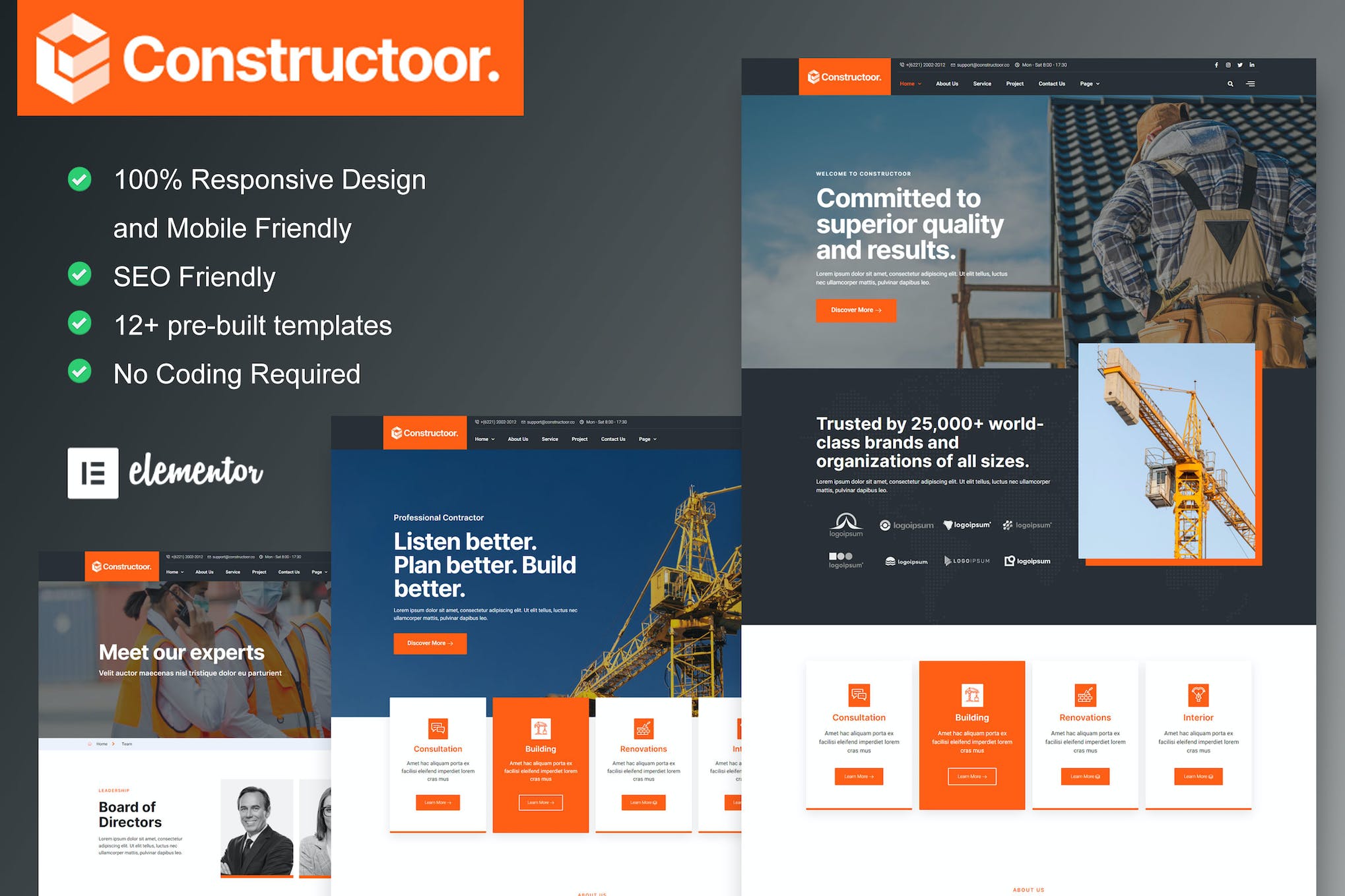 Constructoor - Construction & Building Elementor Template Kit template kit cover image