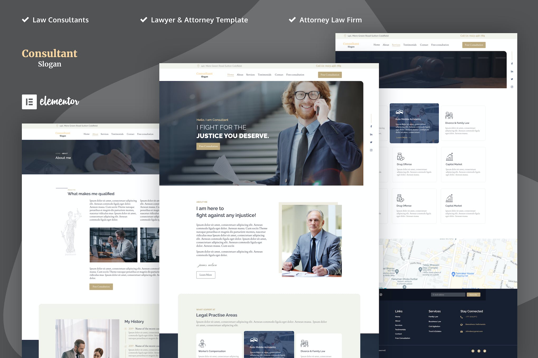 Consultants - Lawyer & Attorney Elementor Template Kits template kit cover image