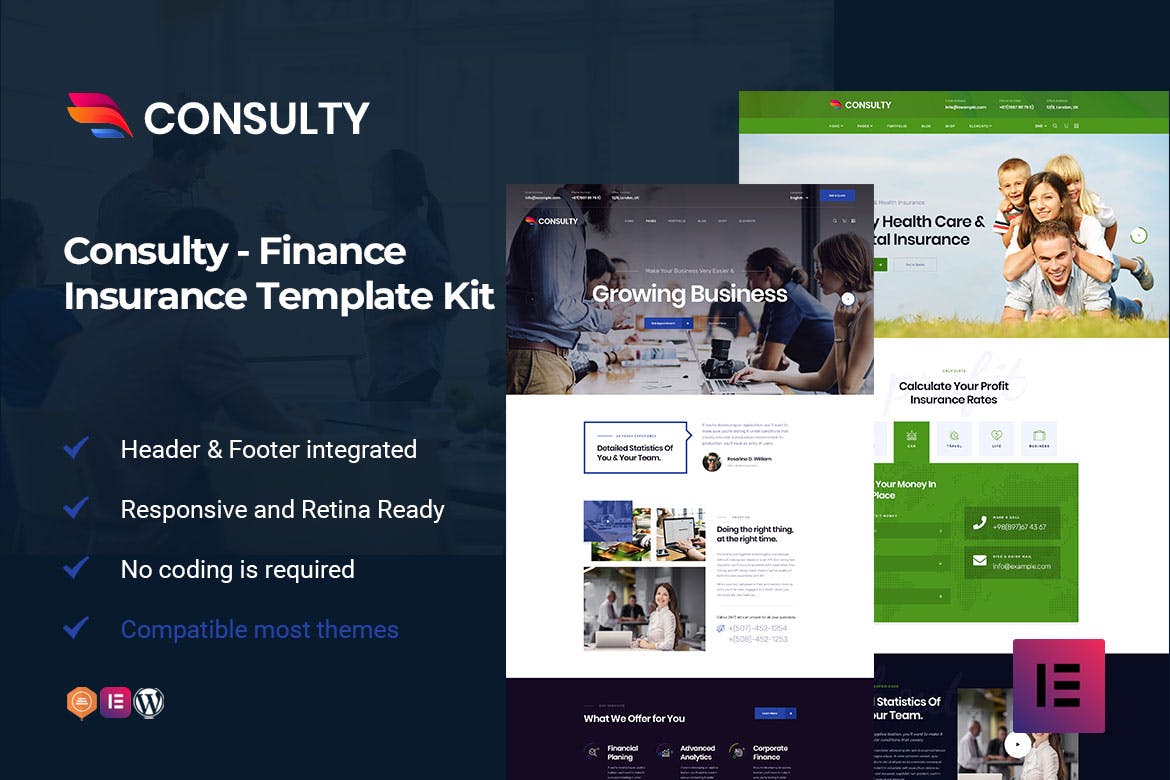 Consulty - Finance Consulting Elementor Template Kit template kit cover image