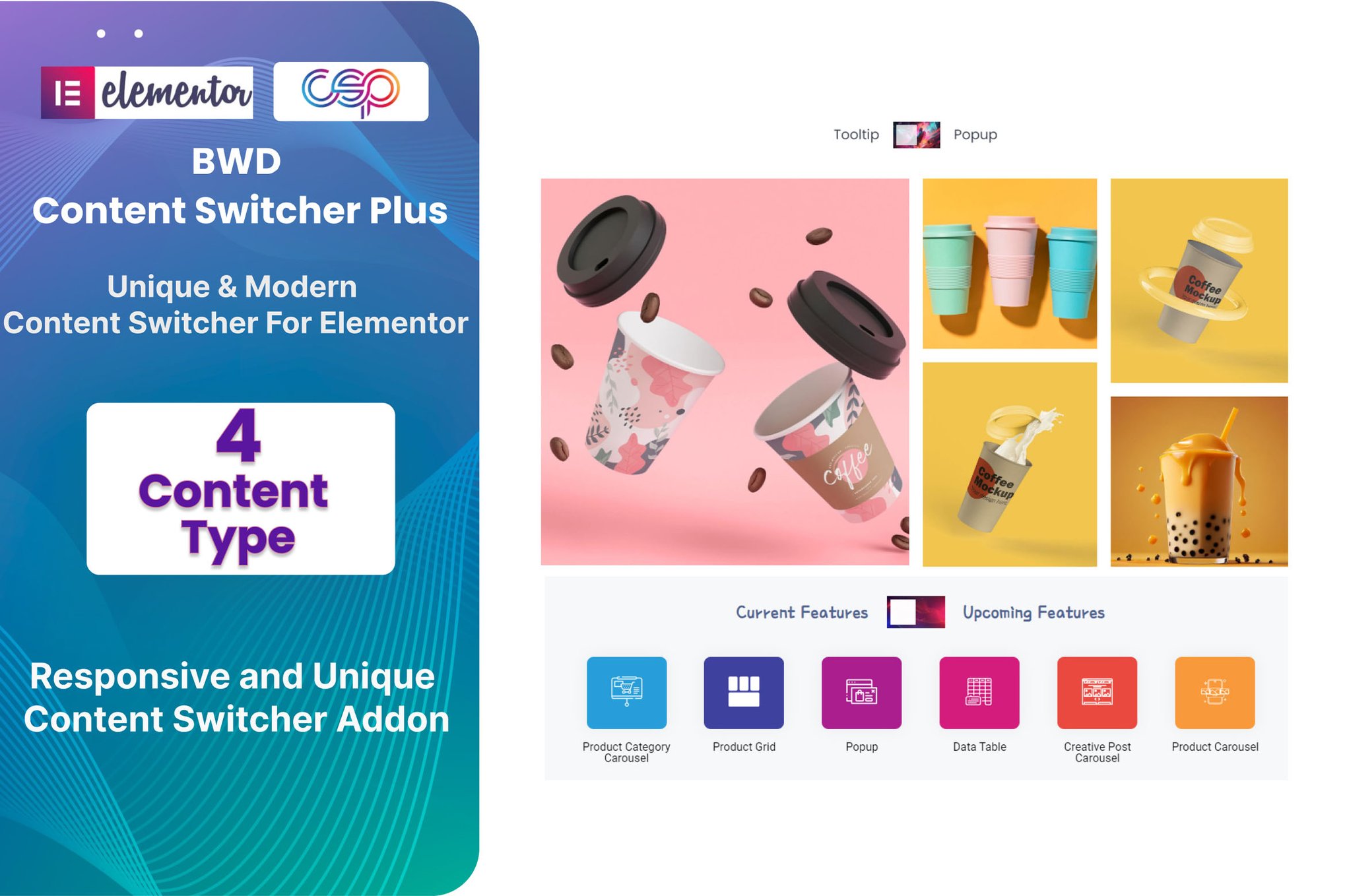 Content Switcher Plus Addon For Elementor plugin cover image
