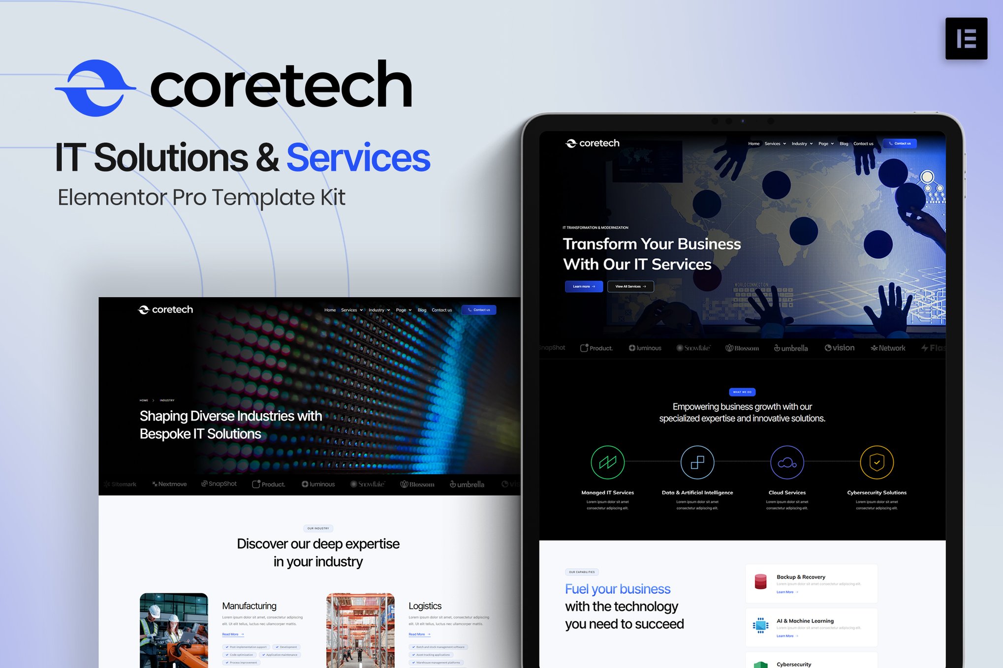 Coretech - IT Solutions & Services Elementor Pro Template Kit template kit cover image