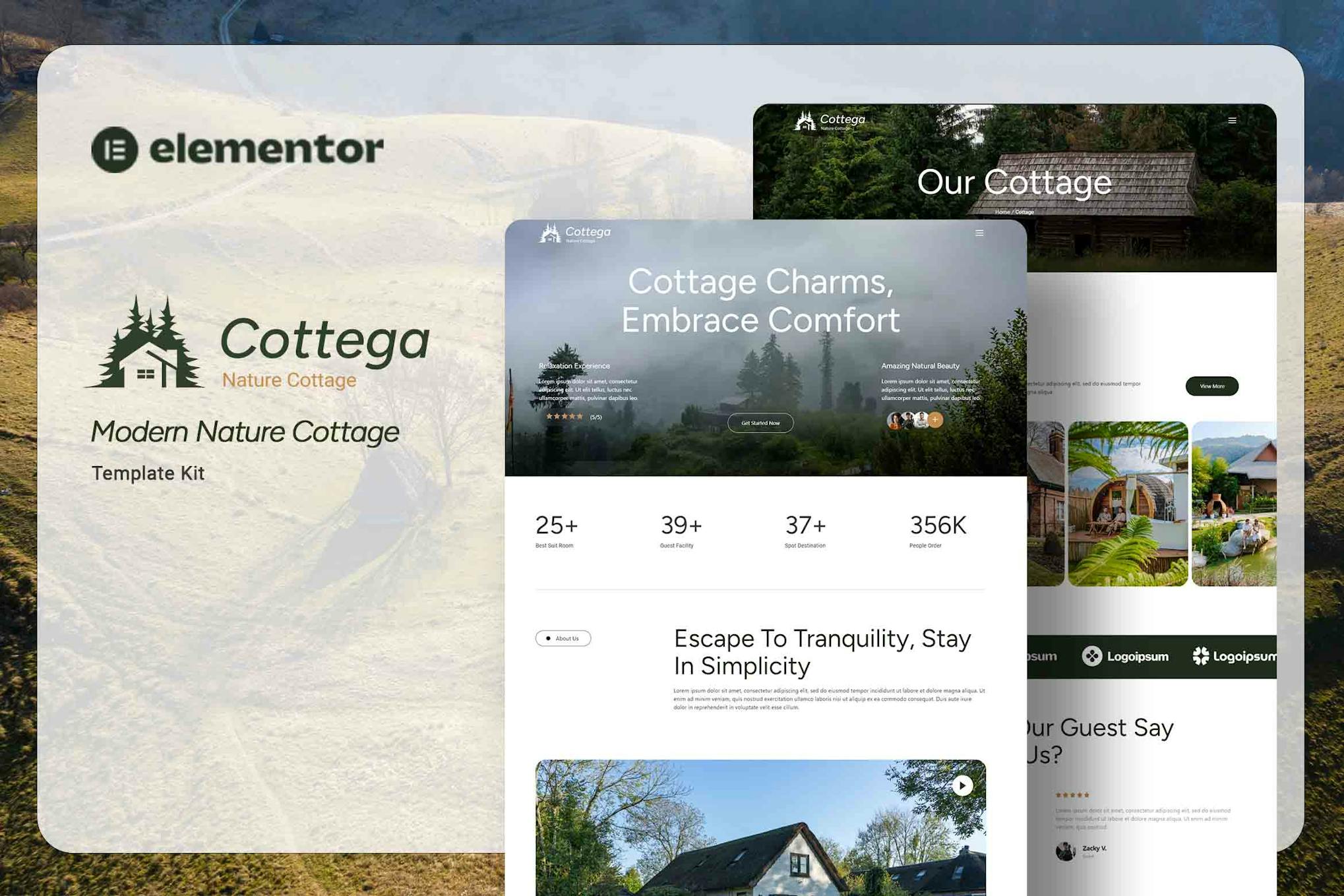 Cottega - Modern Nature Cottage Elementor Template Kit template kit cover image