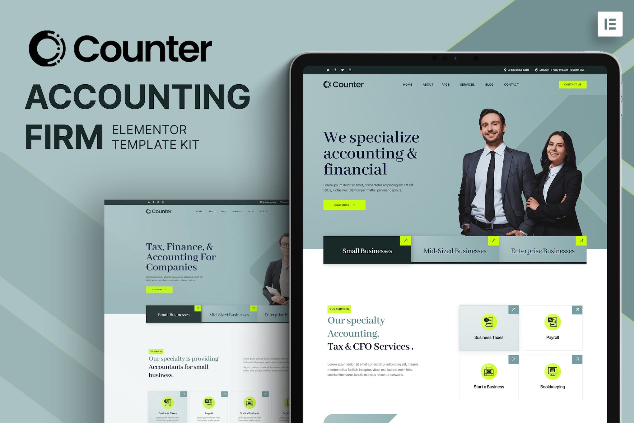 Counter - Accounting Firm Elementor Template Kit template kit cover image