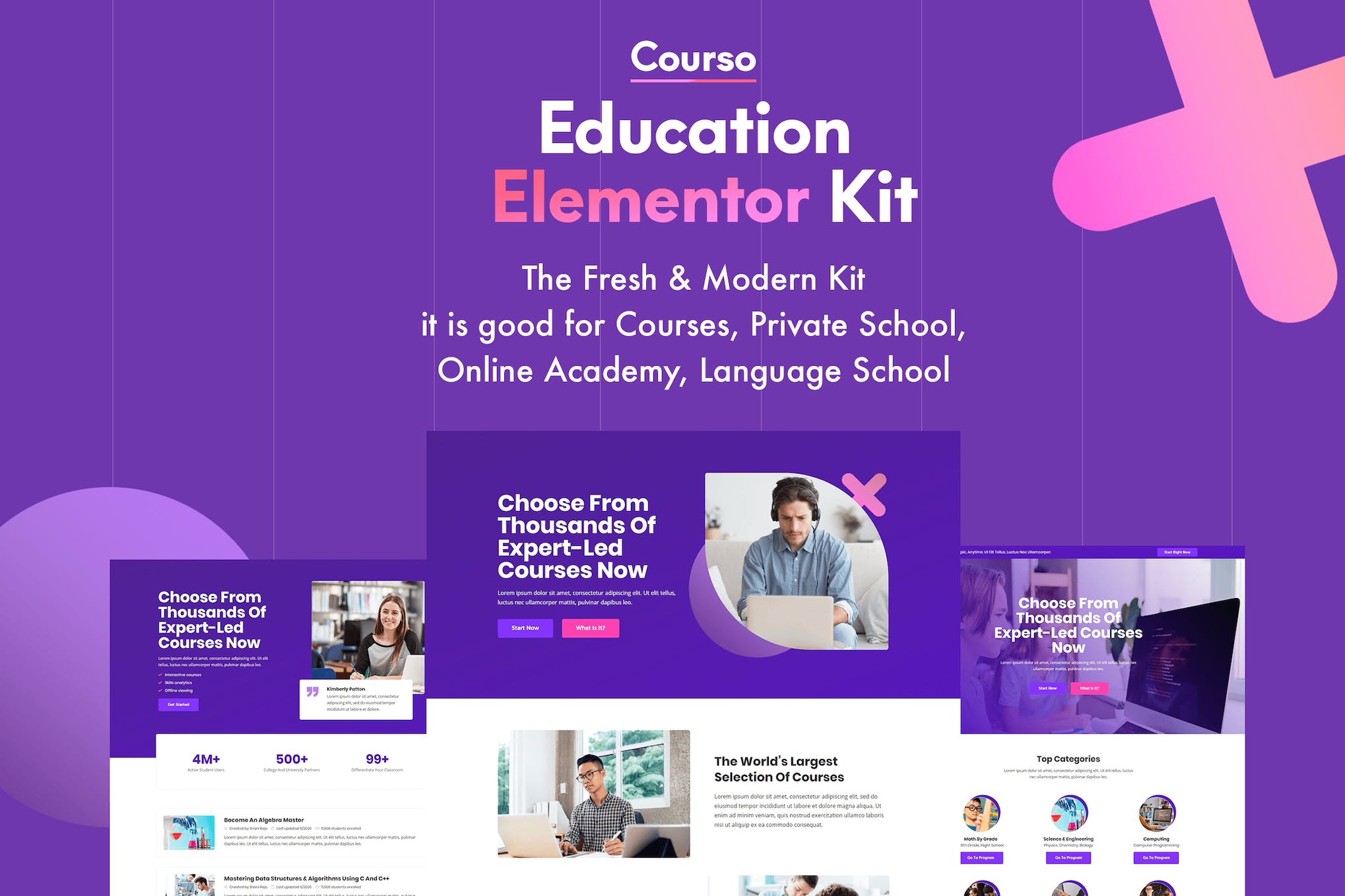 Courso - Online University & Courses Elementor Template Kit template kit cover image