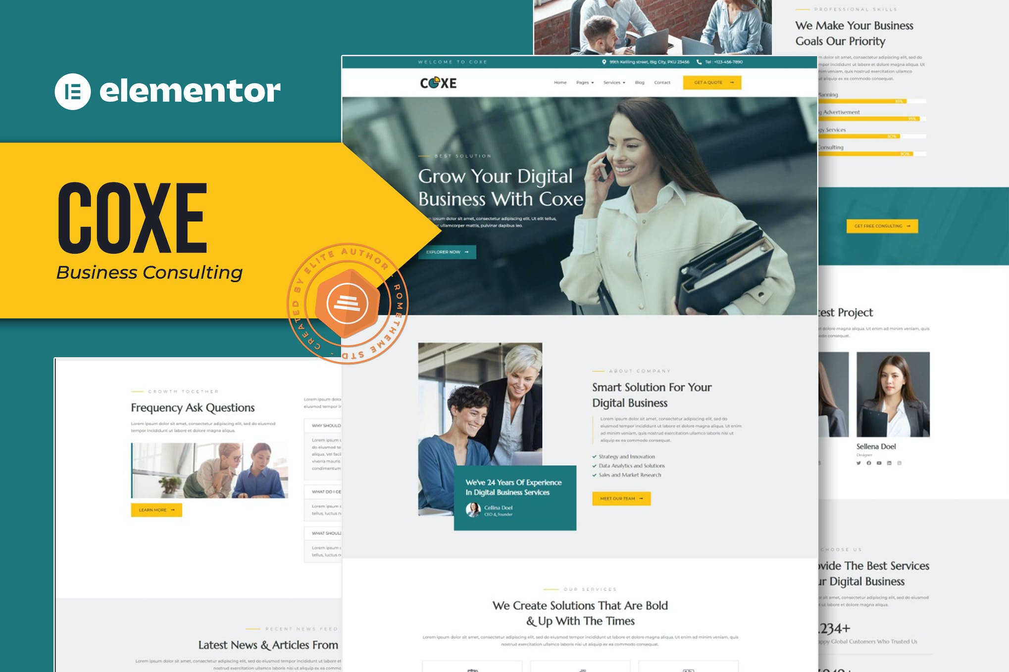 Coxe - Business Consulting Elementor Template Kit template kit cover image