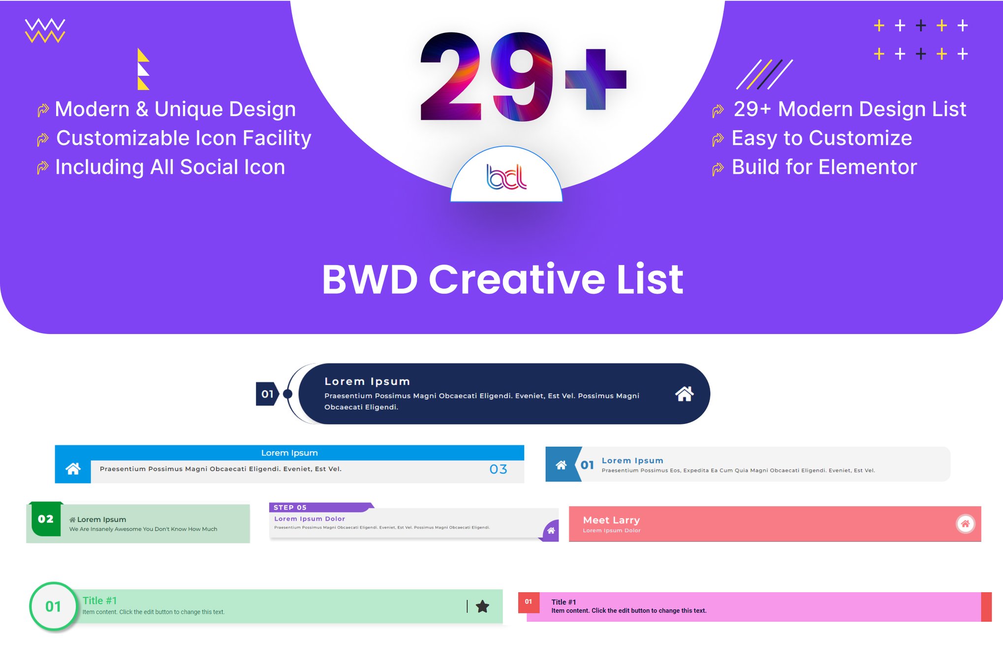 Creative List addon for elementor plugin cover image