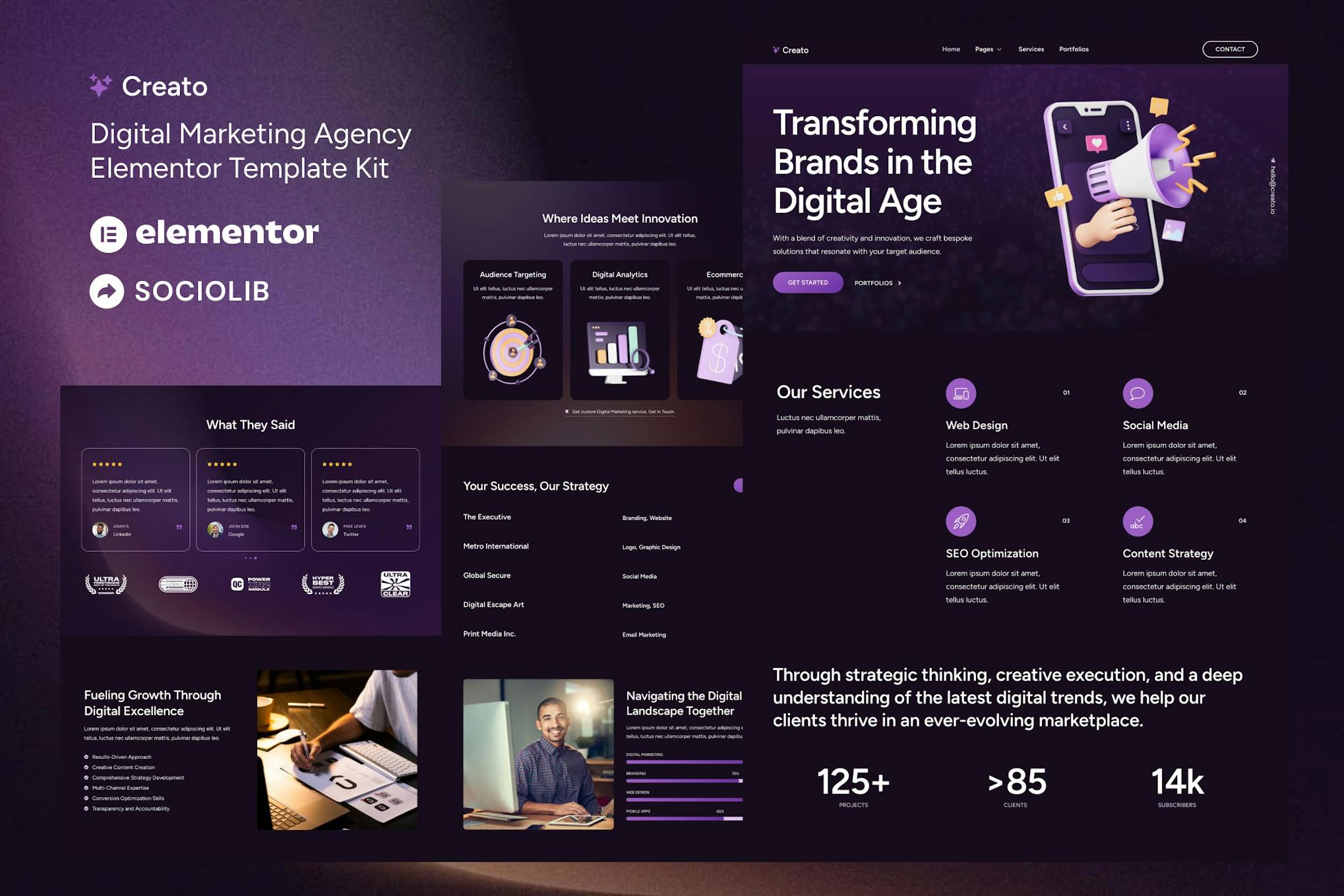 Creato - Digital Marketing Agency Elementor Template Kit template kit cover image