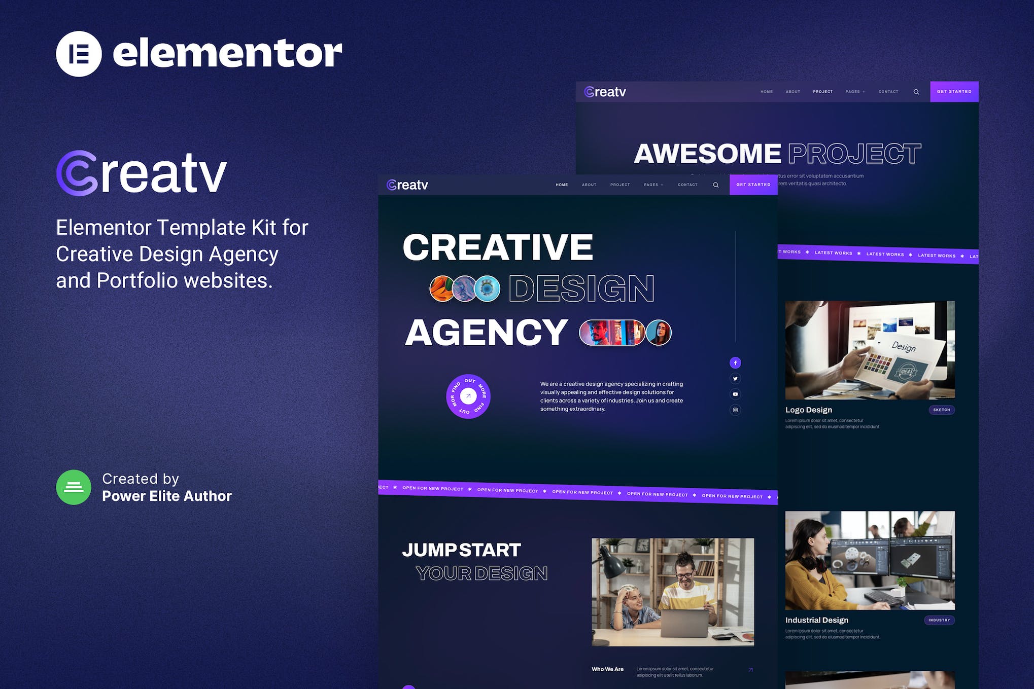 Creatv – Creative Design Agency Elementor Template Kit template kit cover image