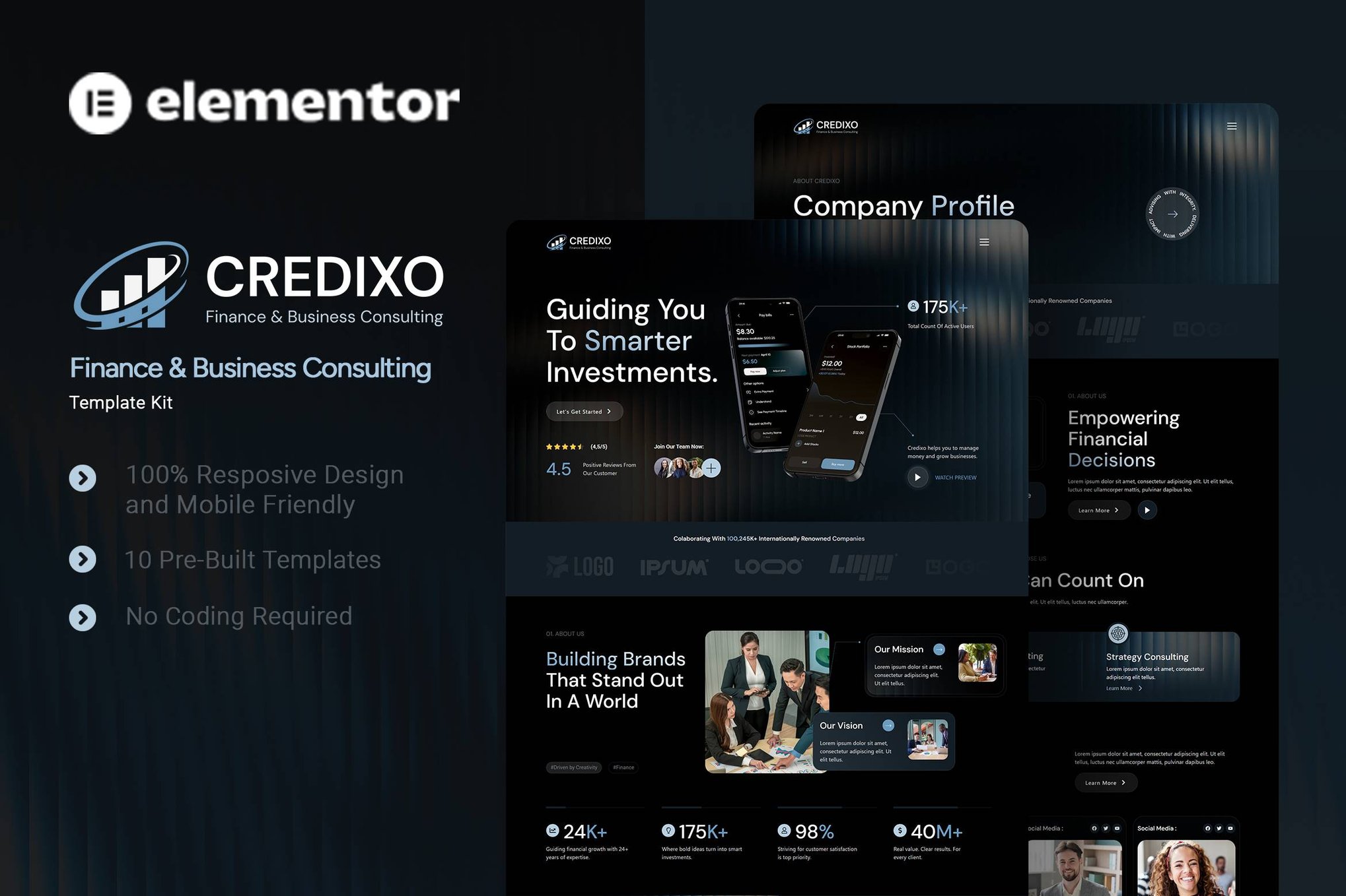 Credixo - Finance & Business Consulting Elementor Template Kit template kit cover image