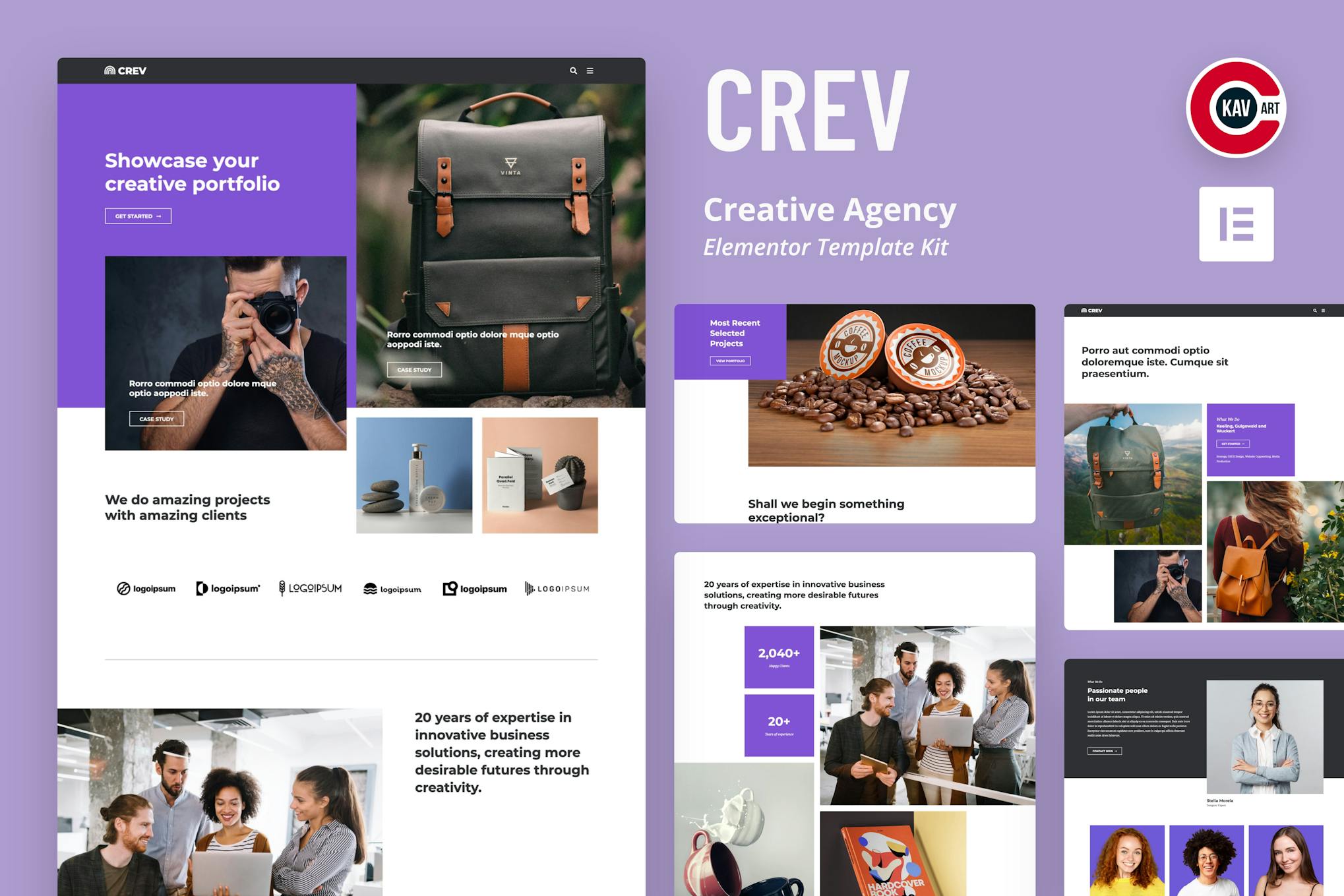 Crev - Creative Agency Elementor Template Kit template kit cover image