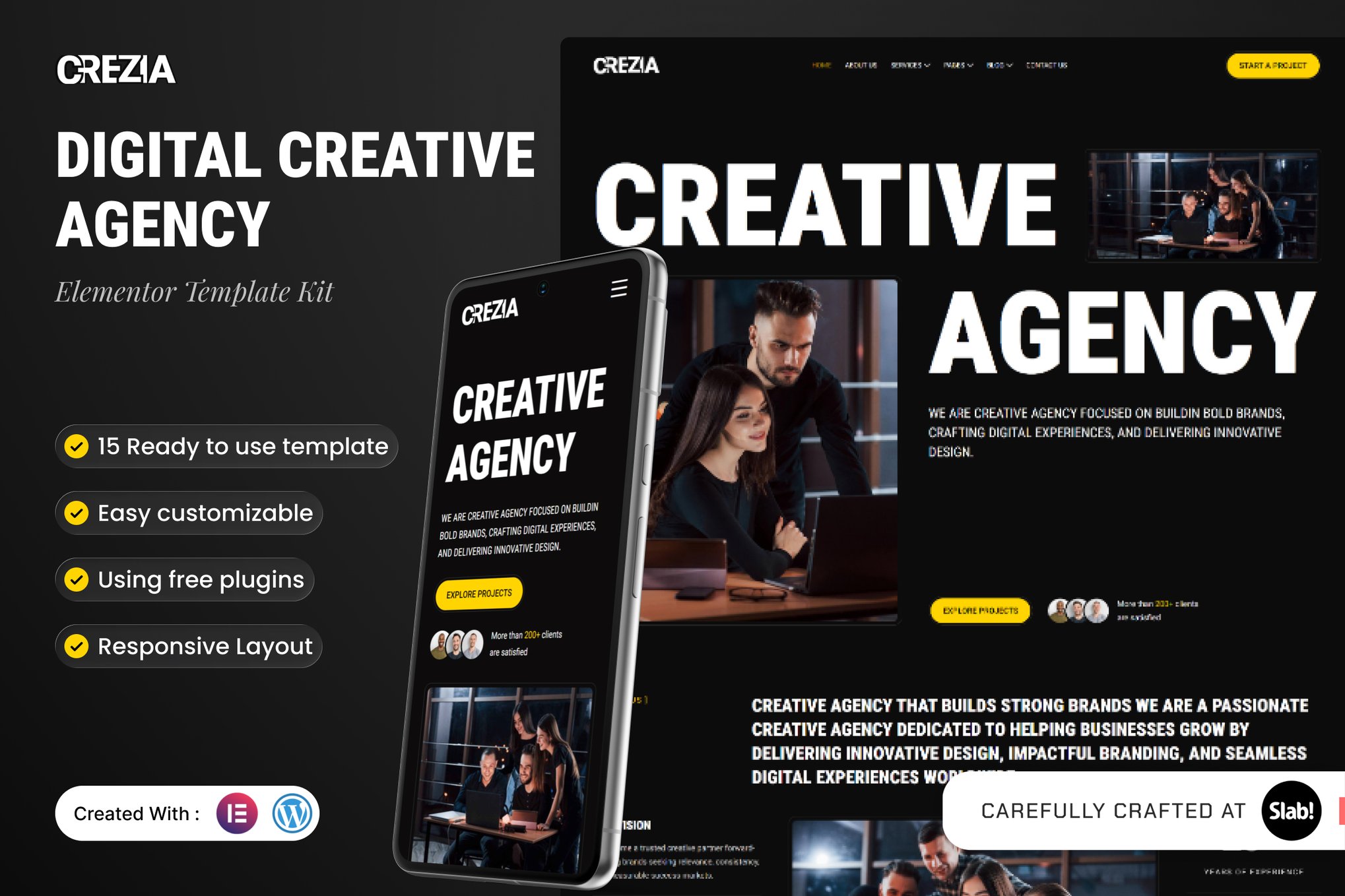 Crezia - Digital Creative Agency Elementor Template Kit template kit cover image