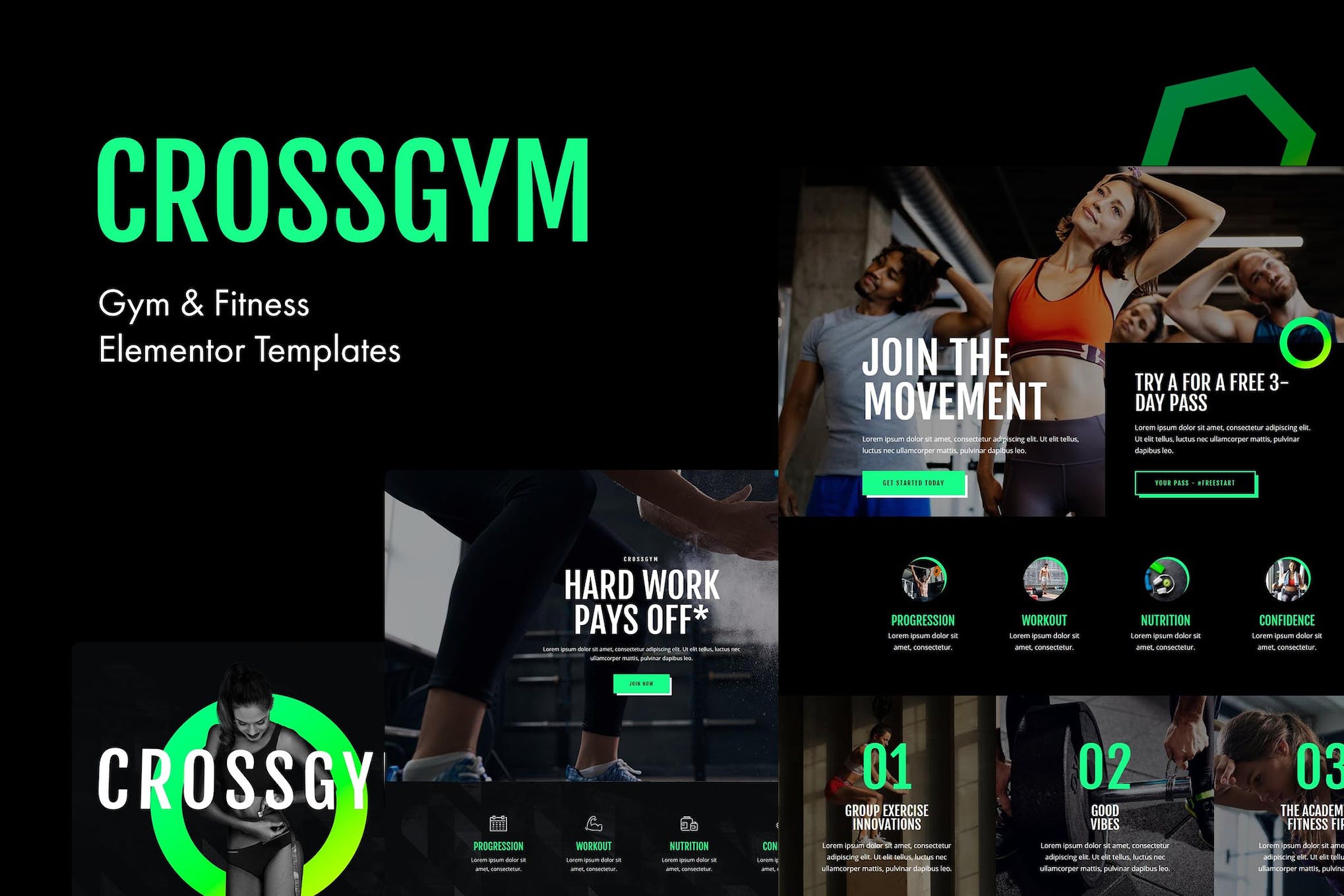 CrossGym - Gym & Fitness Elementor Template Kit template kit cover image