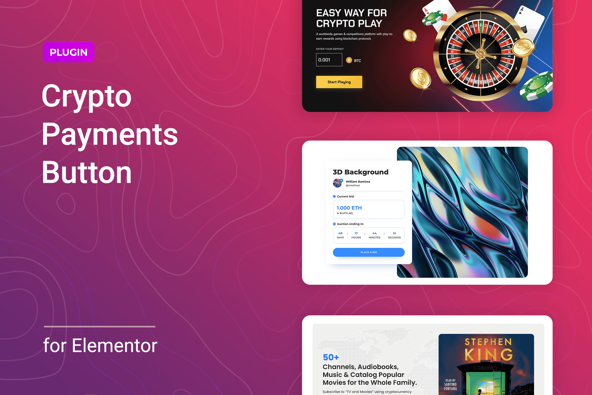Crypto Payment Button for Elementor plugin cover image