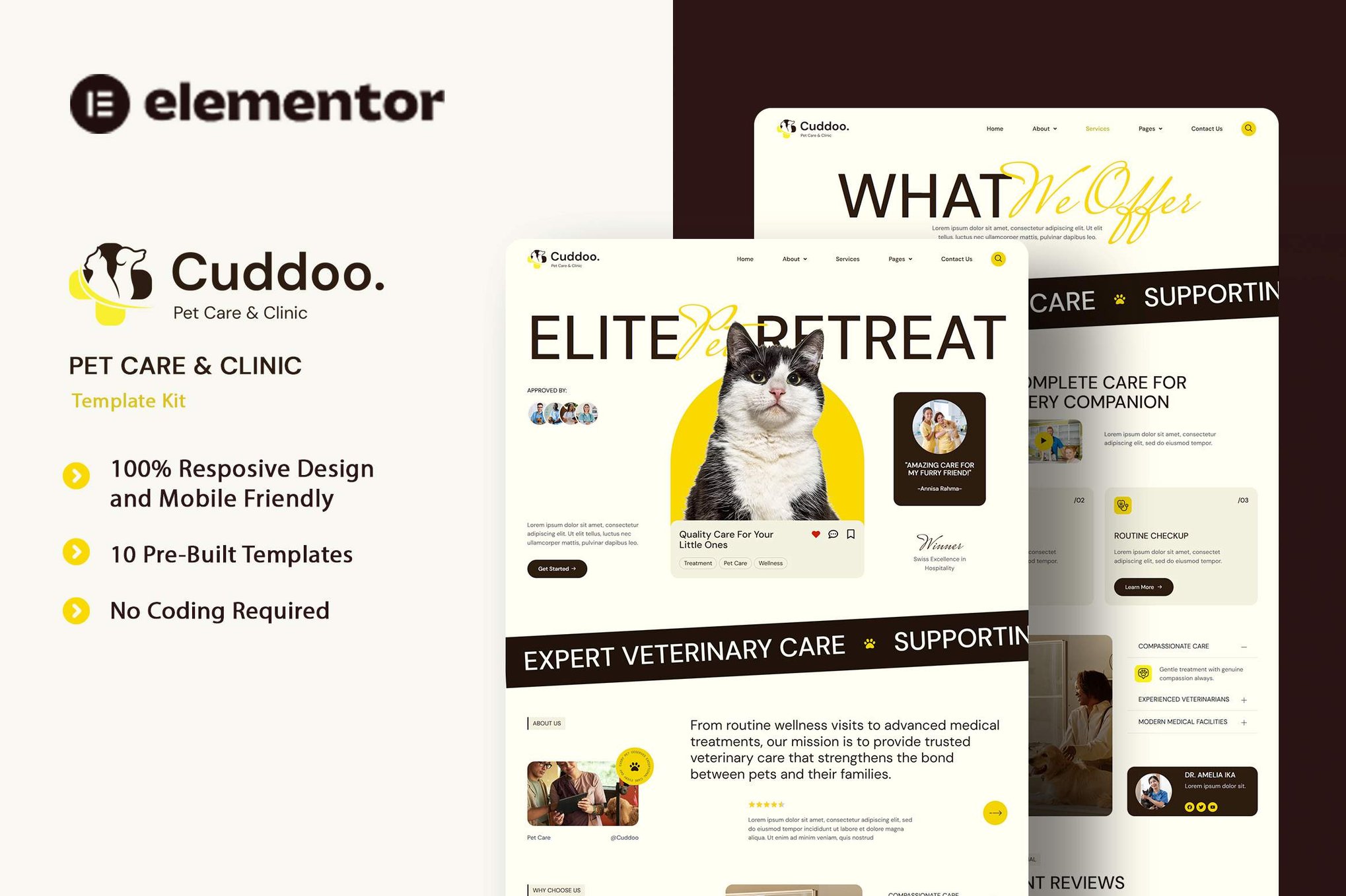 Cuddoo - Pet Care & Clinic Elementor Template Kit template kit cover image