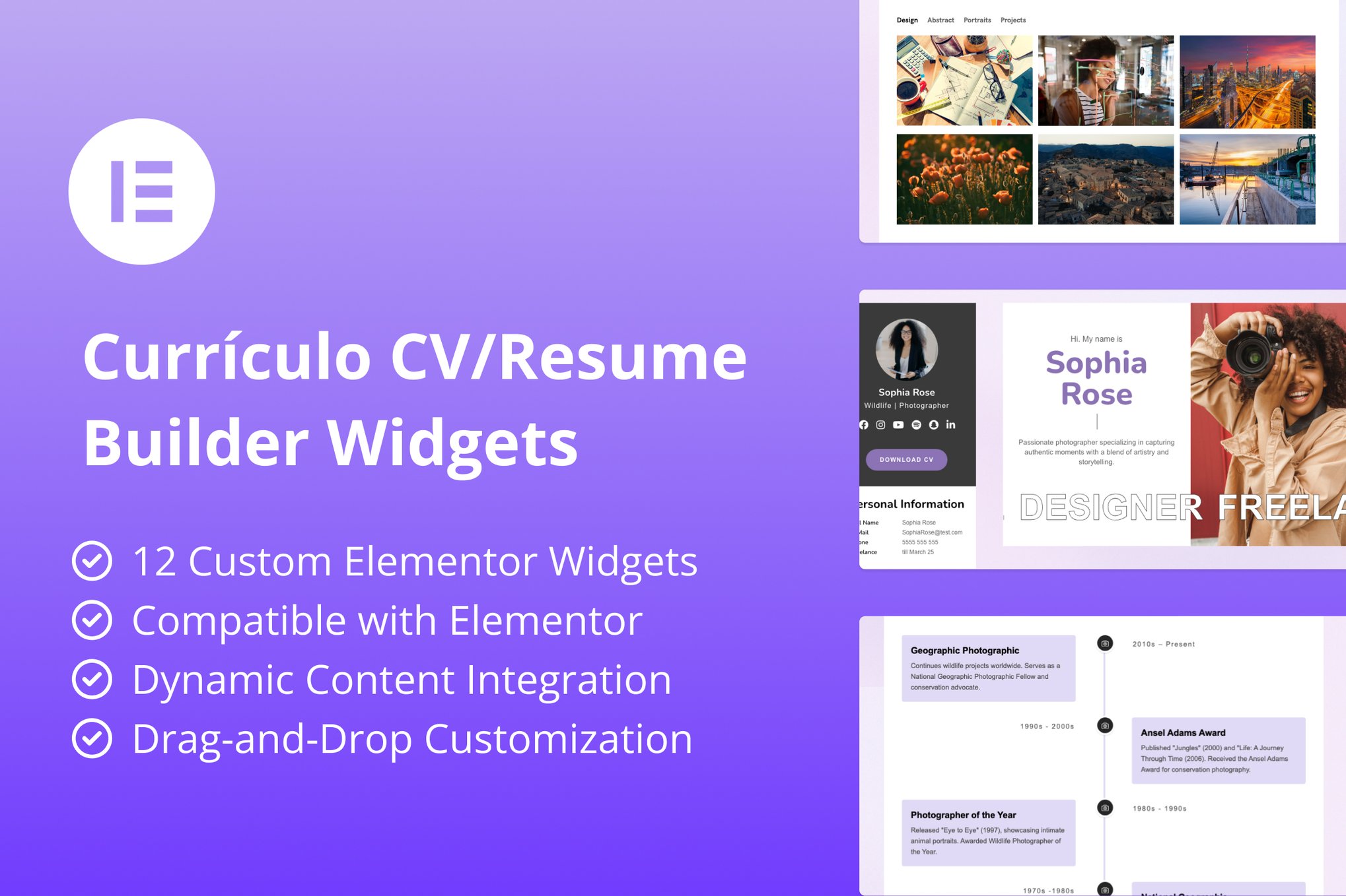Curriculo - CV/Resume Builder Elementor Widgets plugin cover image