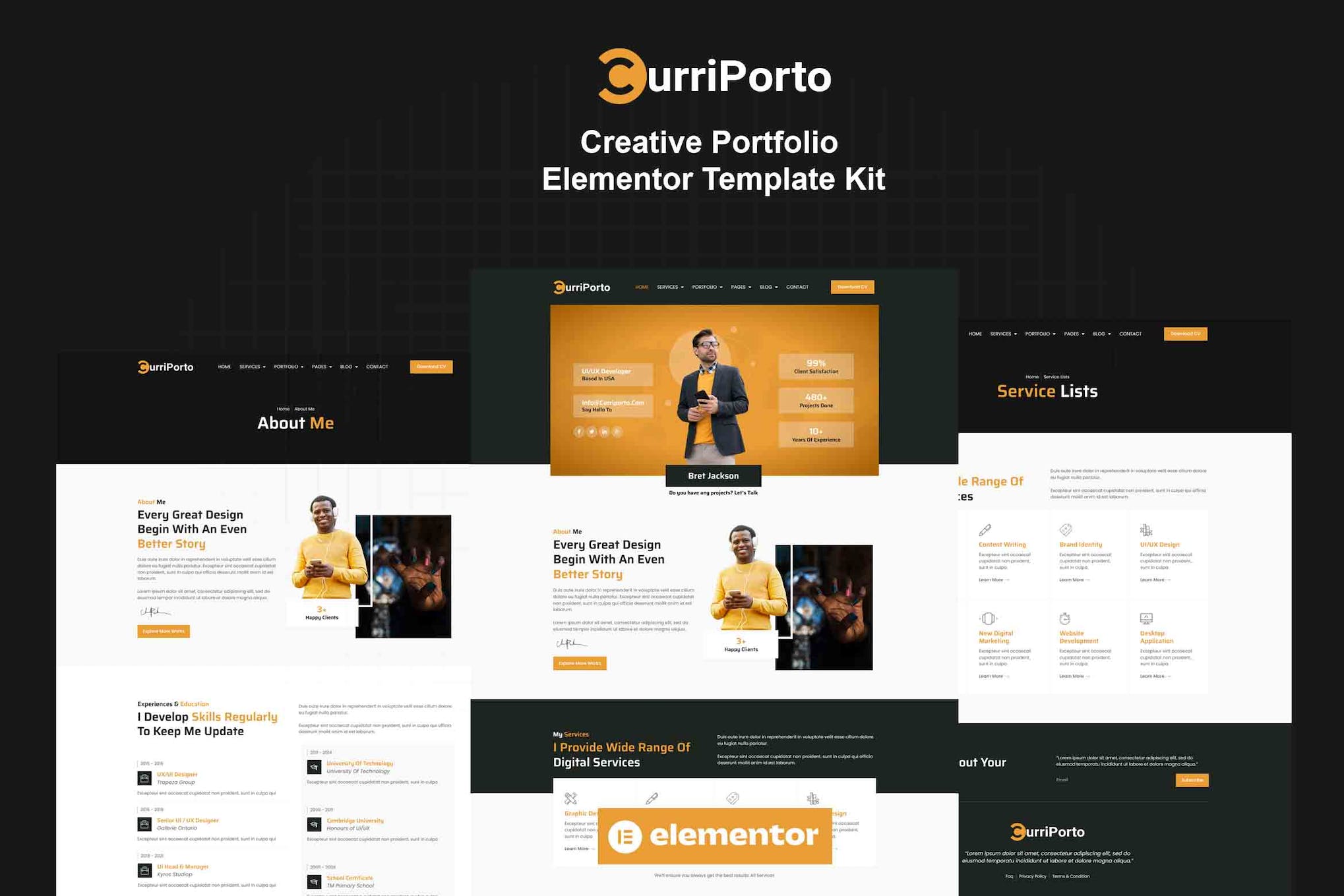Curriporto - Creative Portfolio Elementor Pro Template Kit template kit cover image