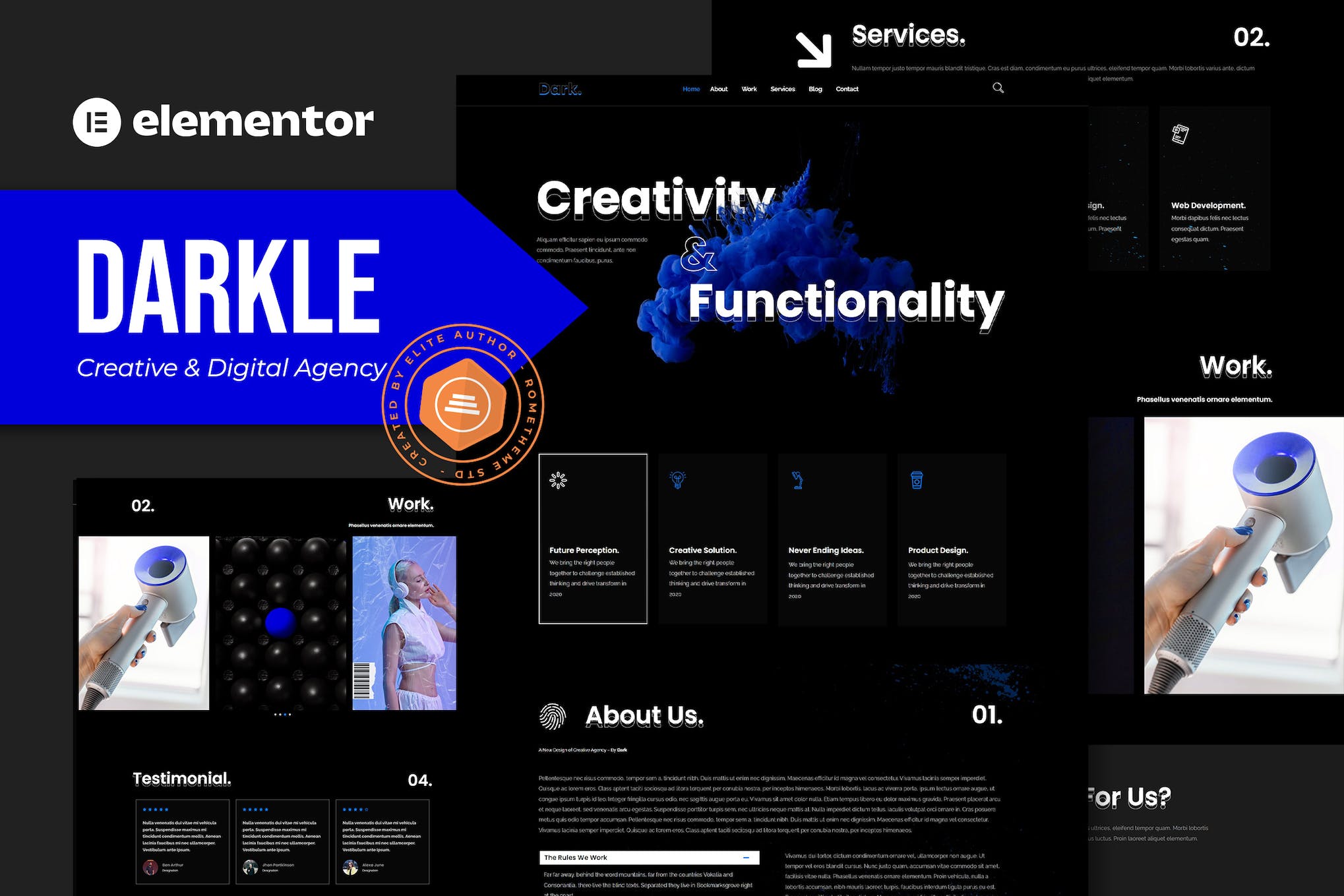 Darkle - Creative & Digital Agency Elementor Template Kit template kit cover image