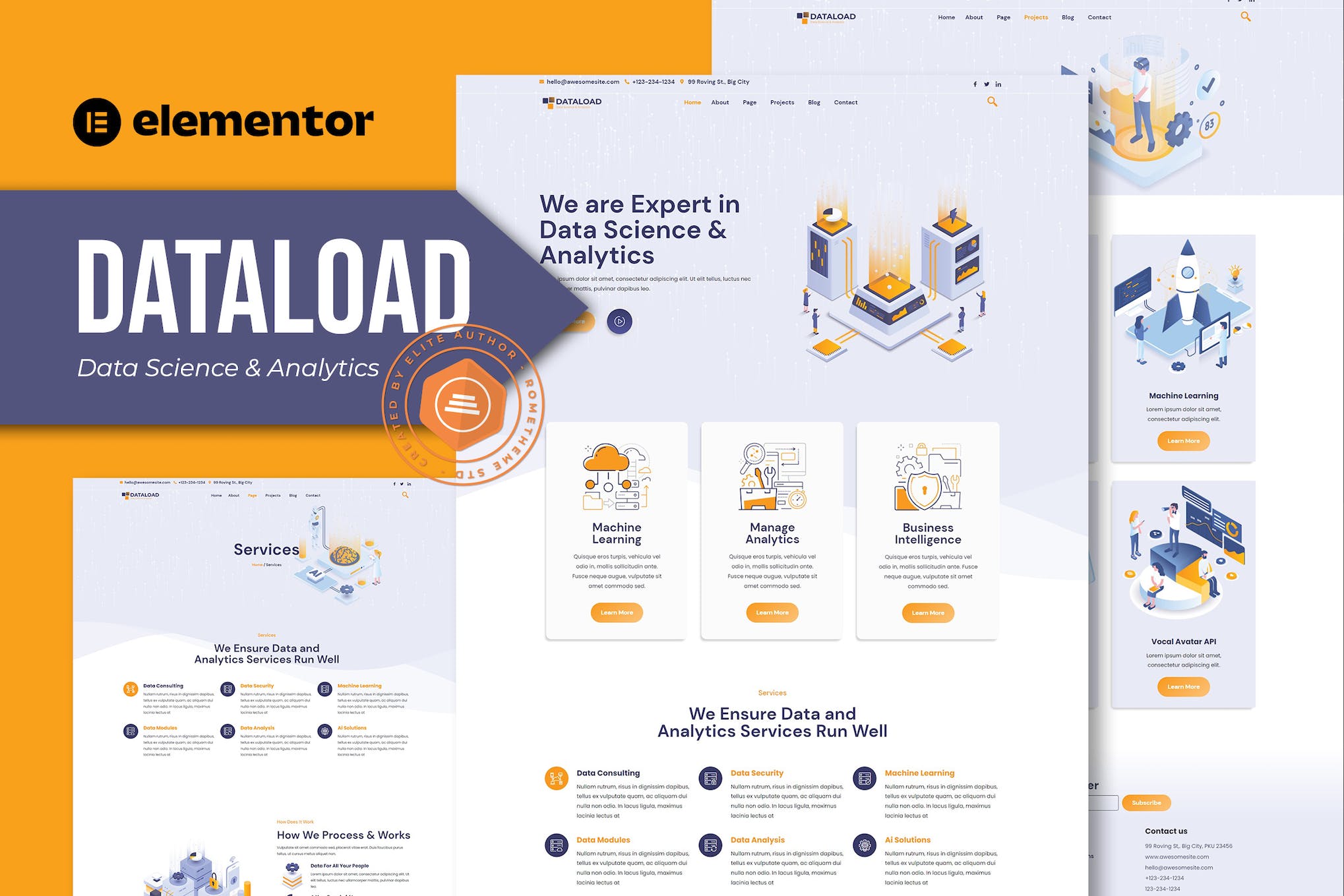Dataload - Data Science & Analytics Elementor Template Kit template kit cover image