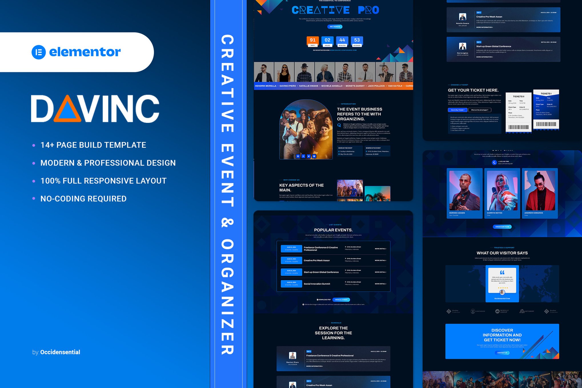 Davinc - Creative Event & Organizer Elementor Template Kit template kit cover image