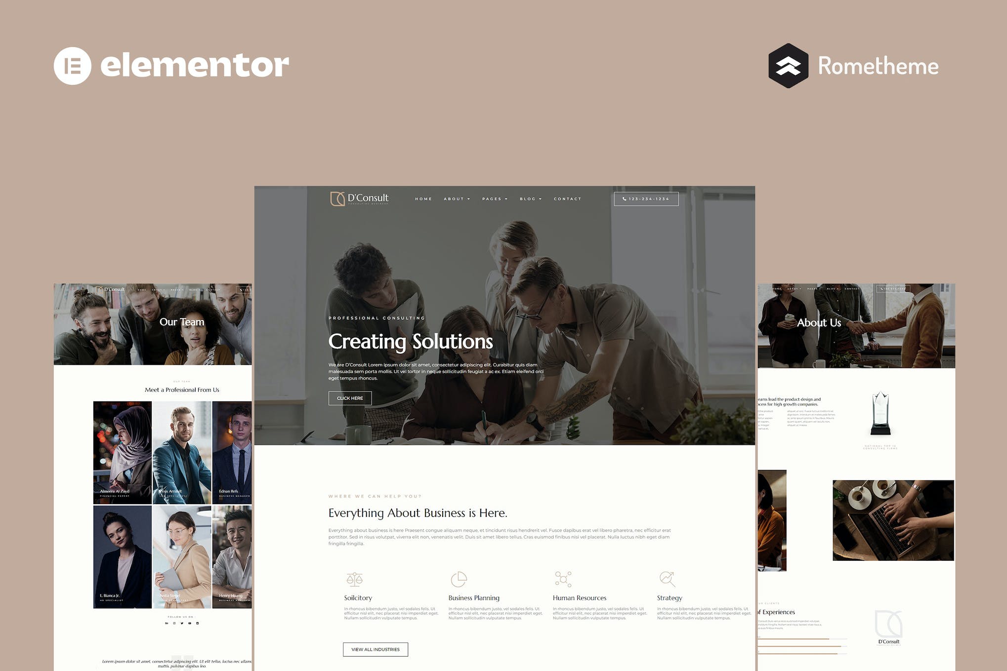 D'Consult - Business Consulting Elementor Pro Full Site Template Kit template kit cover image