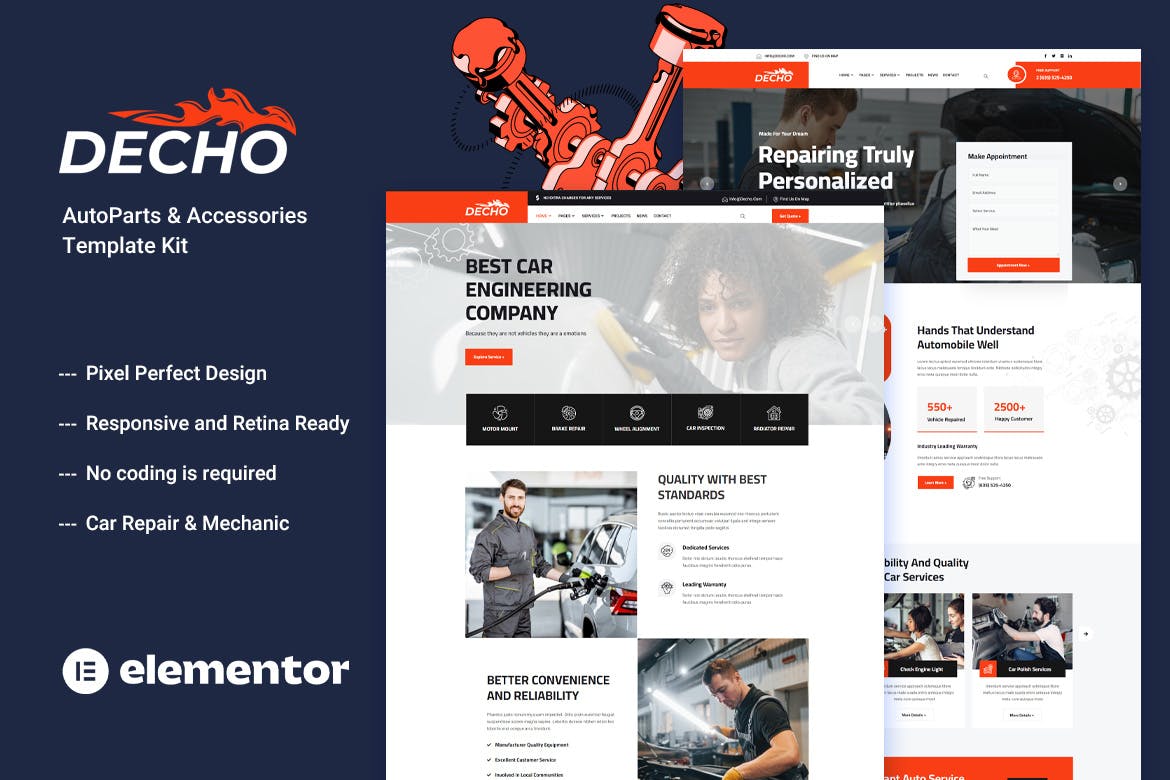 Decho - Car Repair Mechanic Template Kit template kit cover image