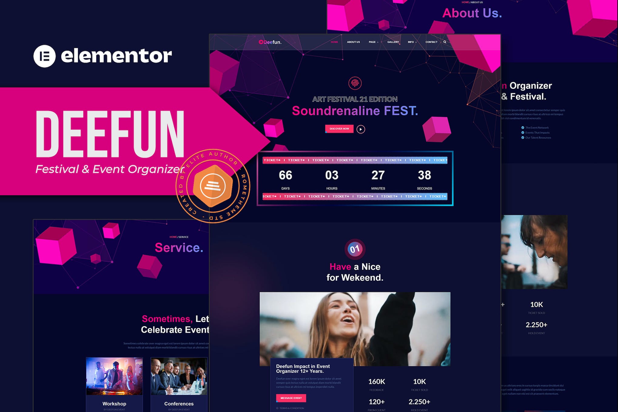 DeeFun - Festival & Event Organizer Elementor Template Kit template kit cover image