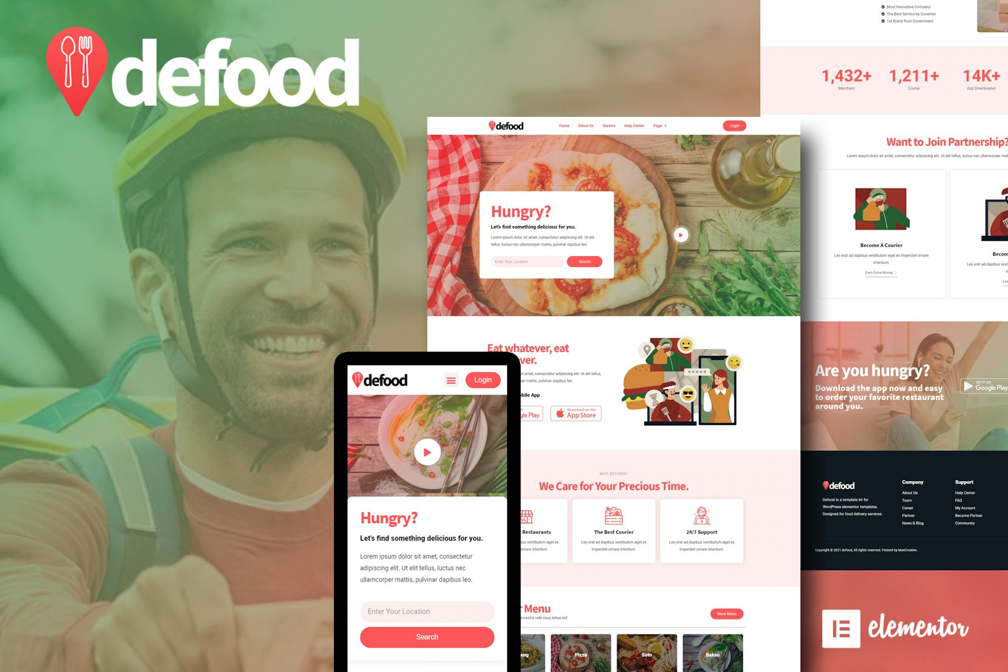 DeFood - Food Delivery Elementor Template Kit template kit cover image