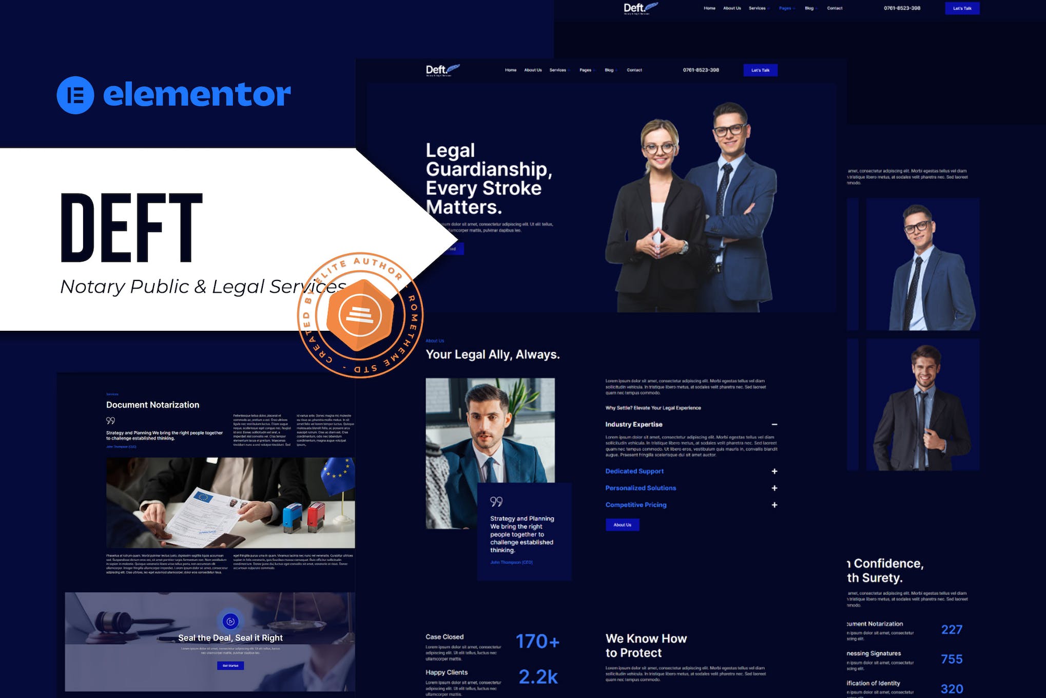Deft - Notary Public & Legal Services Elementor Template Kit template kit cover image