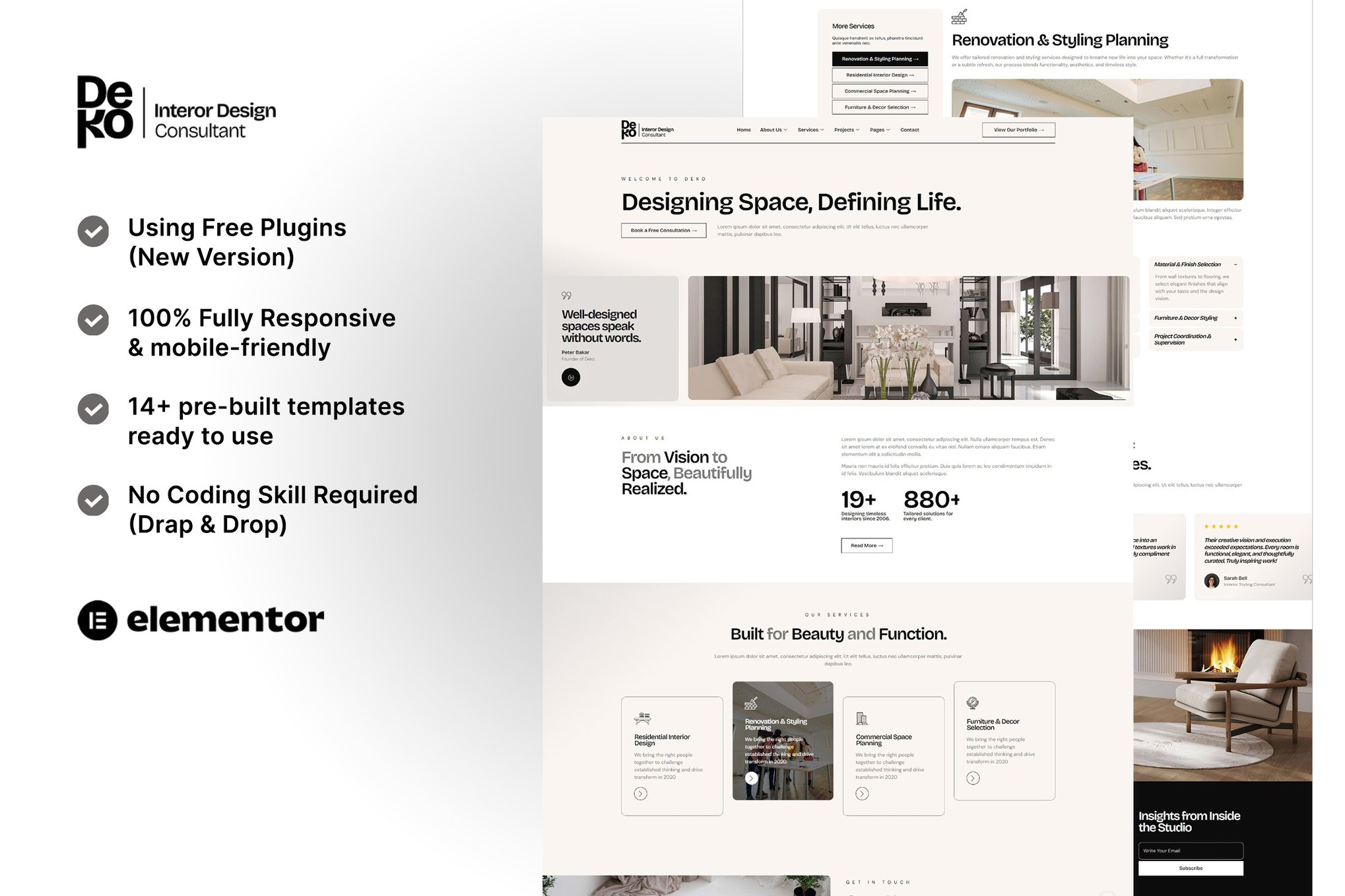 Deko - Interior Design Consultant Elementor Template Kit template kit cover image