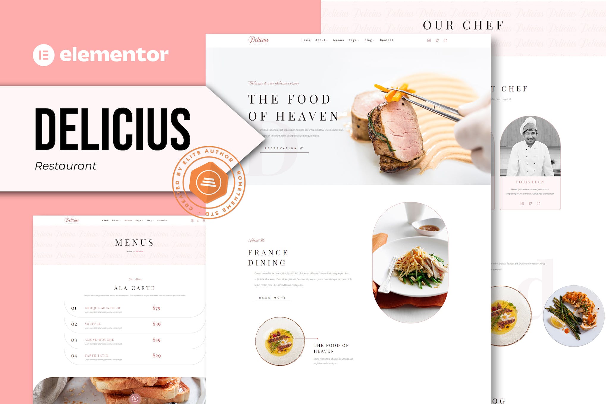 Delicius - Restaurant Elementor Template Kit template kit cover image