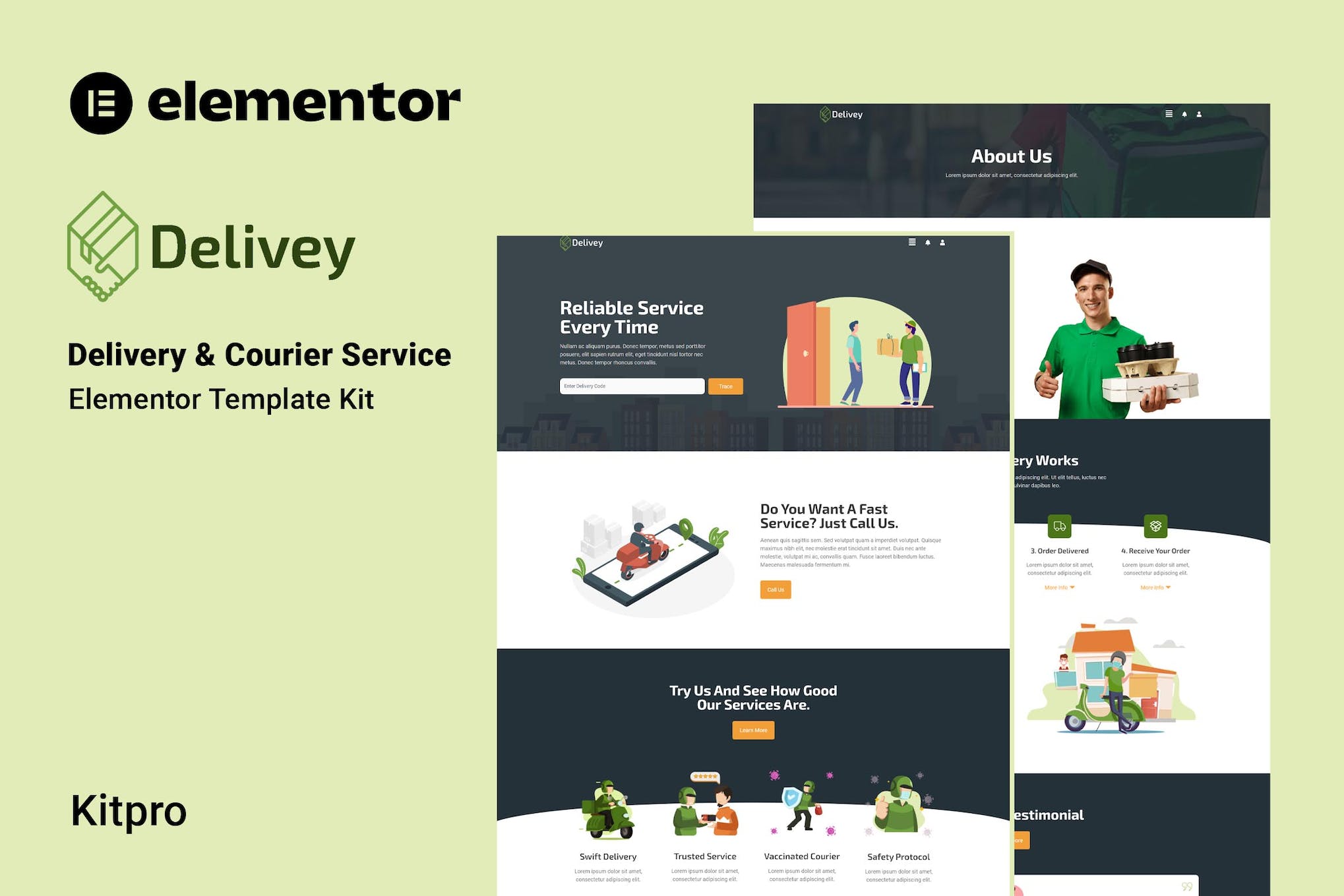 Delivey - Delivery & Courier Service Elementor Template Kit template kit cover image