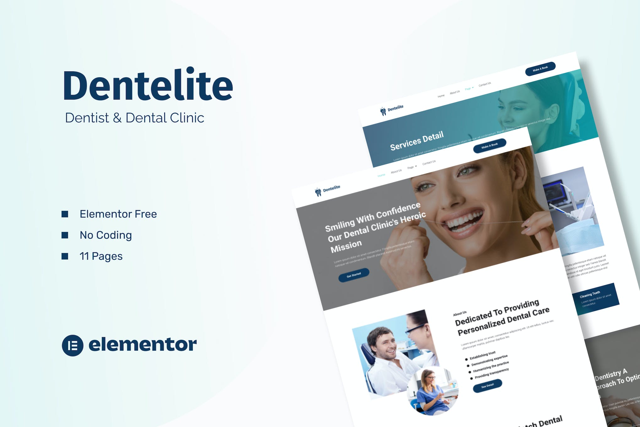 Dentelite - Dentist & Dental Clinic Elementor Template Kit template kit cover image
