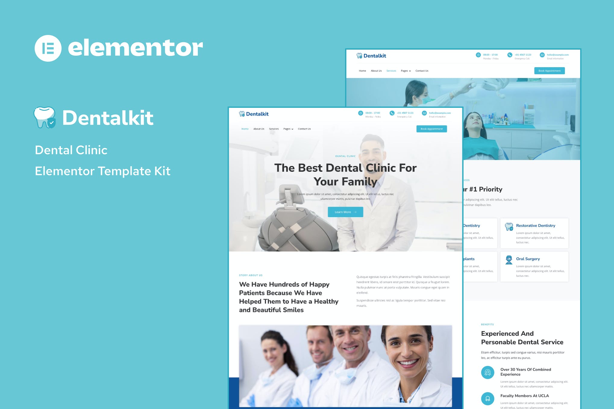 Dentistkit - Dental Clinic Elementor Template Kit template kit cover image