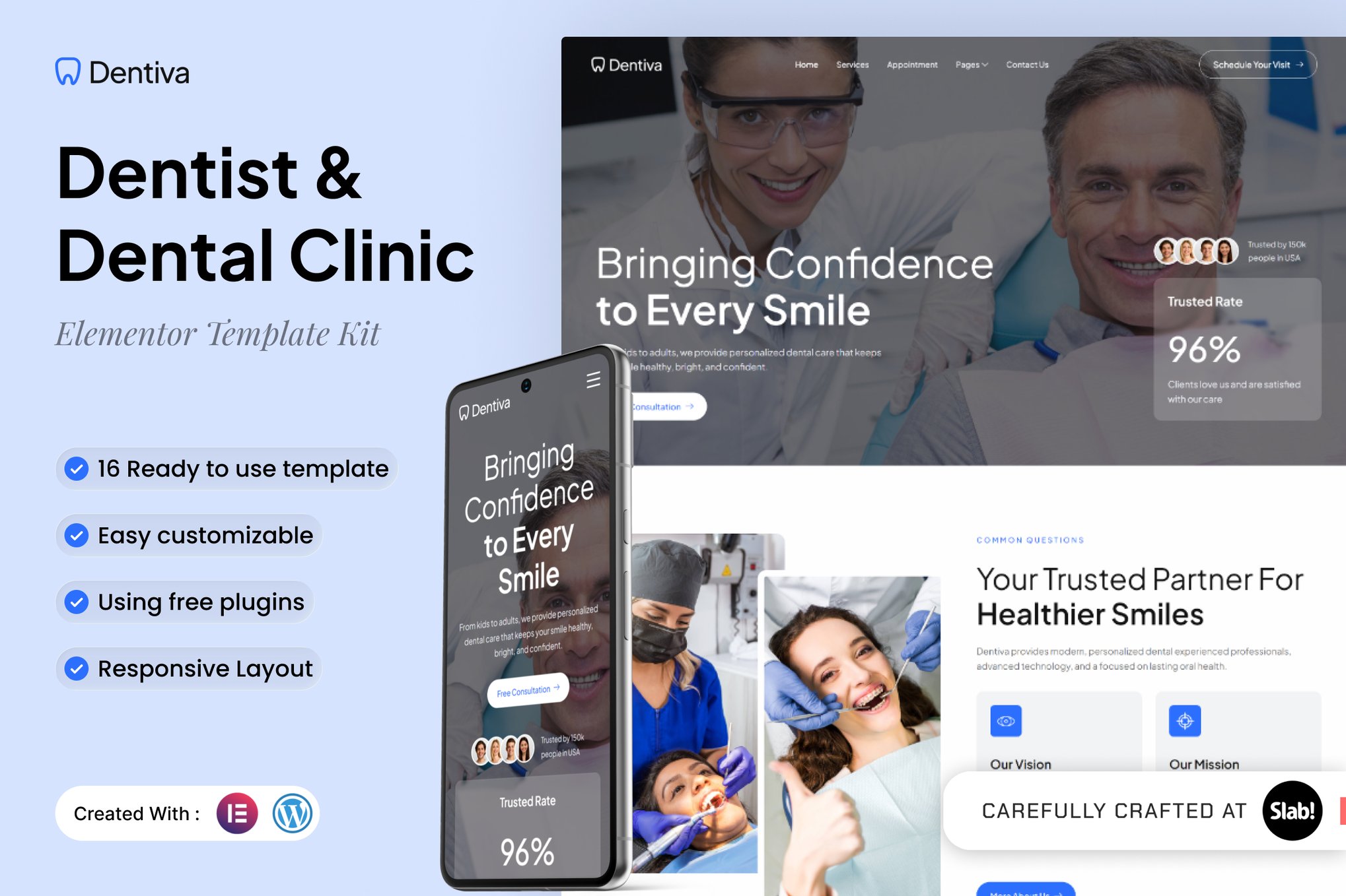 Dentiva - Dentist & Dental Clinic Elementor Template Kit template kit cover image