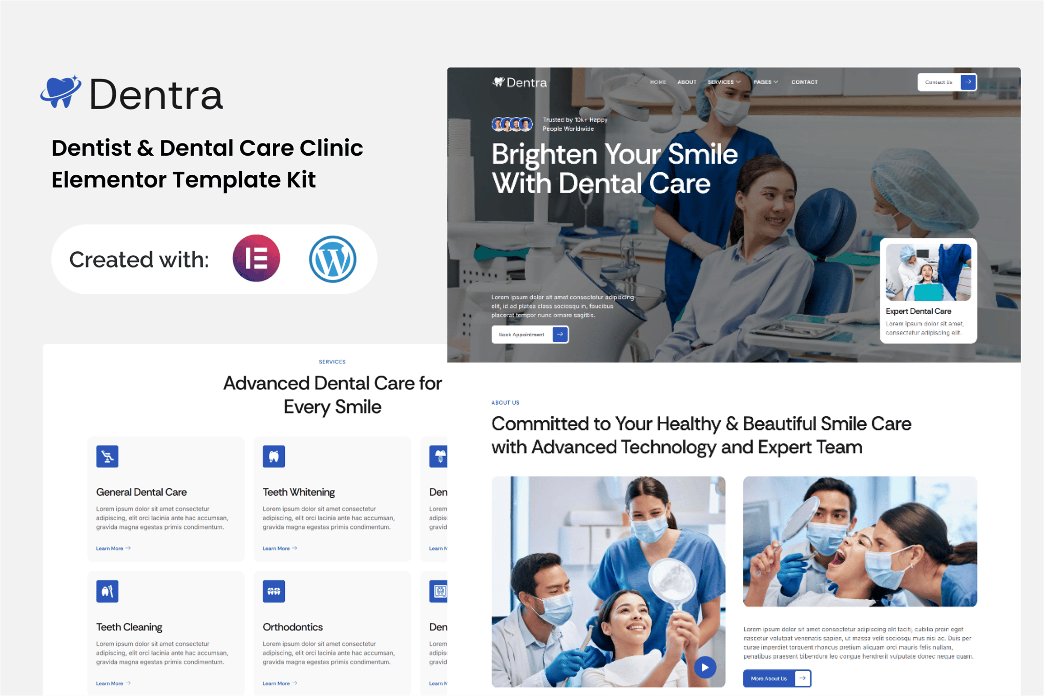 Dentra - Dentist & Dental Care Clinic Elementor Template Kit template kit cover image